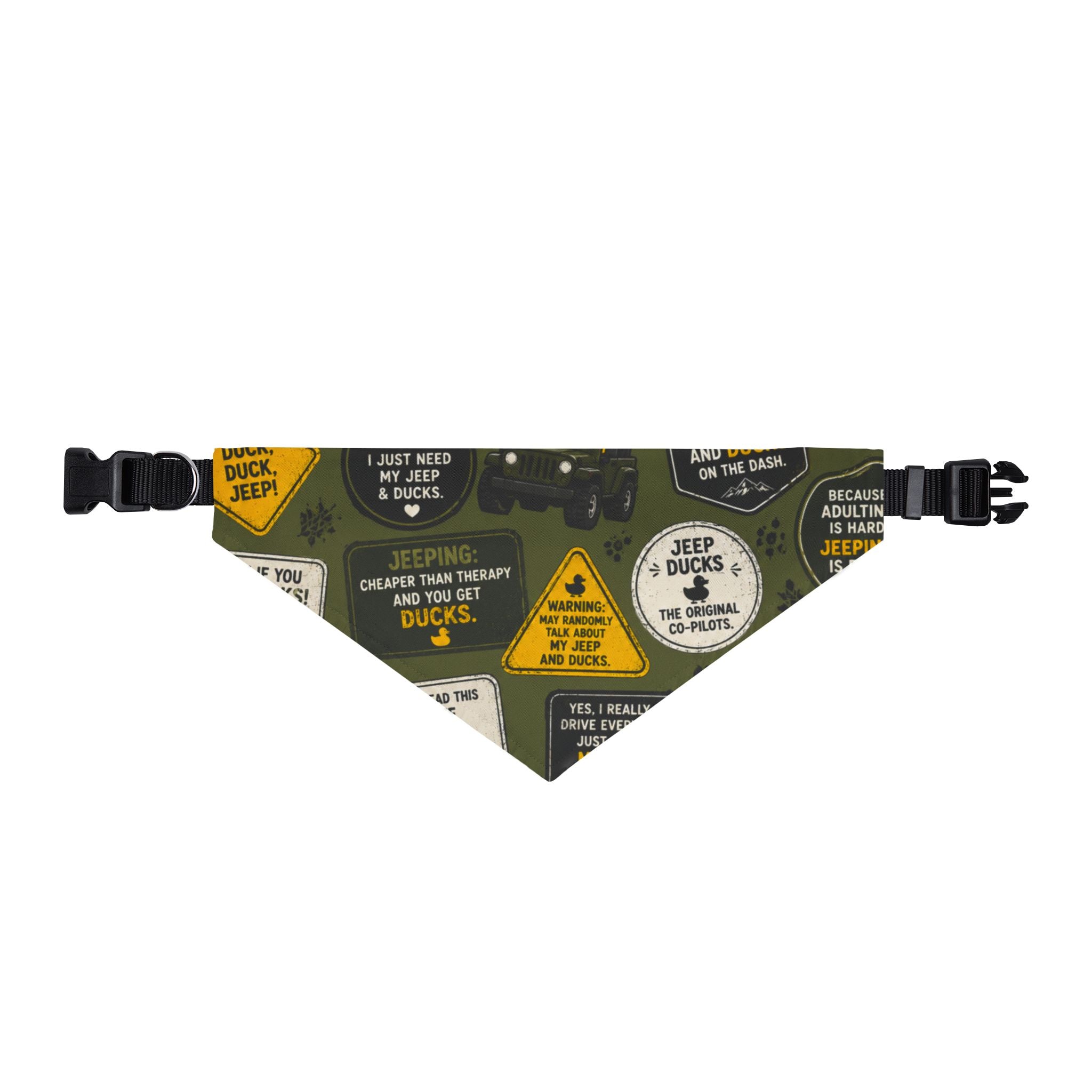 Clip-On Pet Bandana — Jeep & Ducks Adventure Print