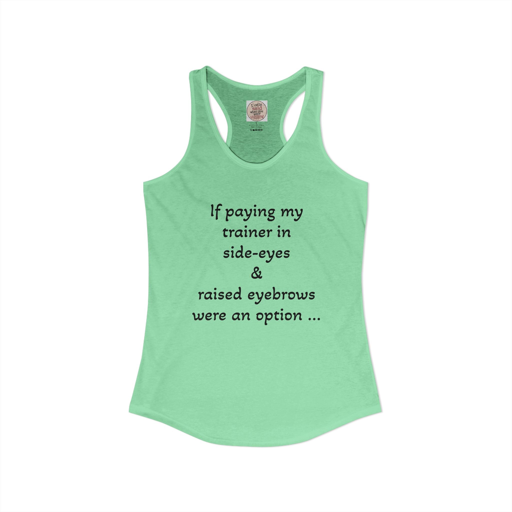 Funny Sarcastic Fitness Racerback Tank — HITT Gym Trainer Humor