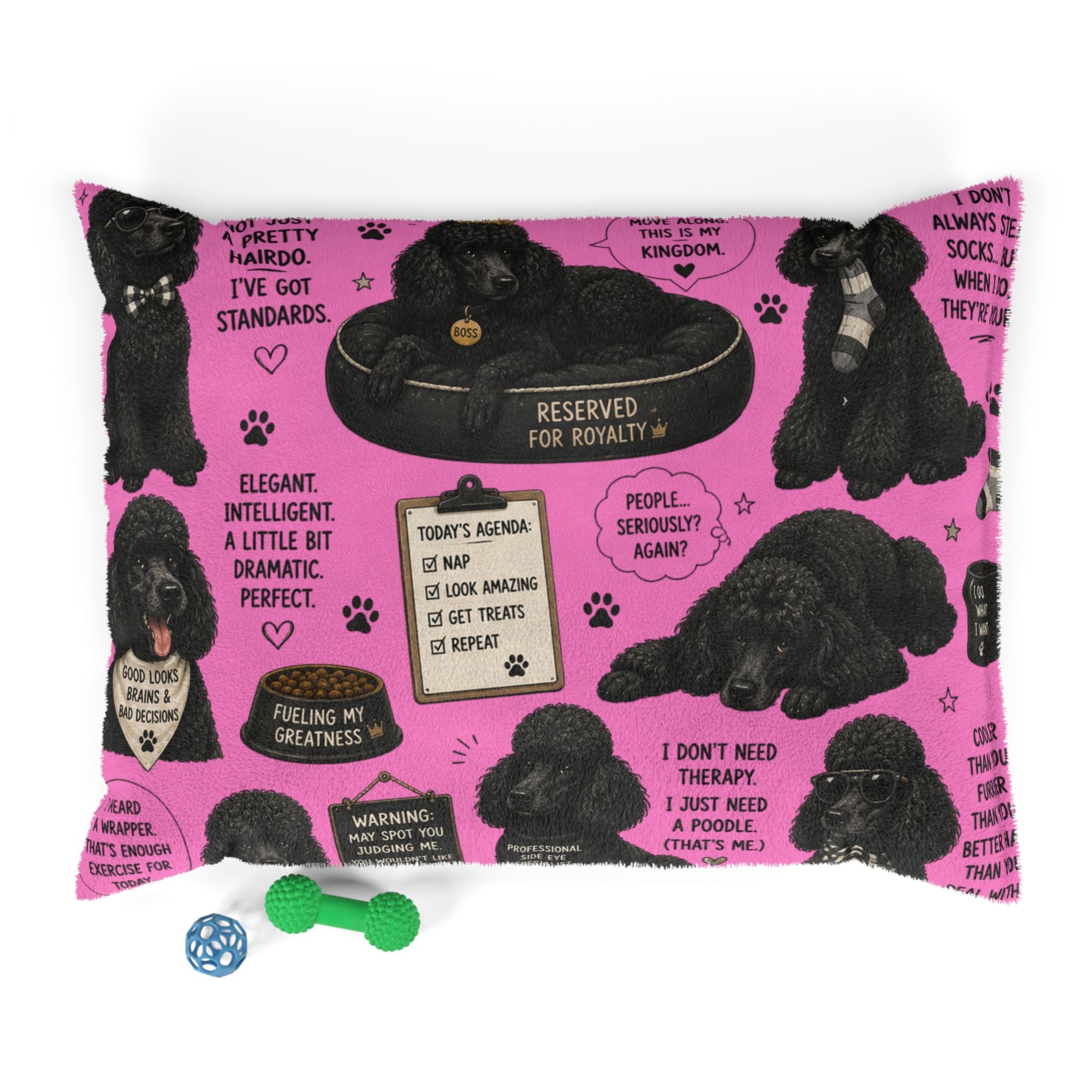Pink Poodle Pet Bed — Funny Poodle Quotes Pattern