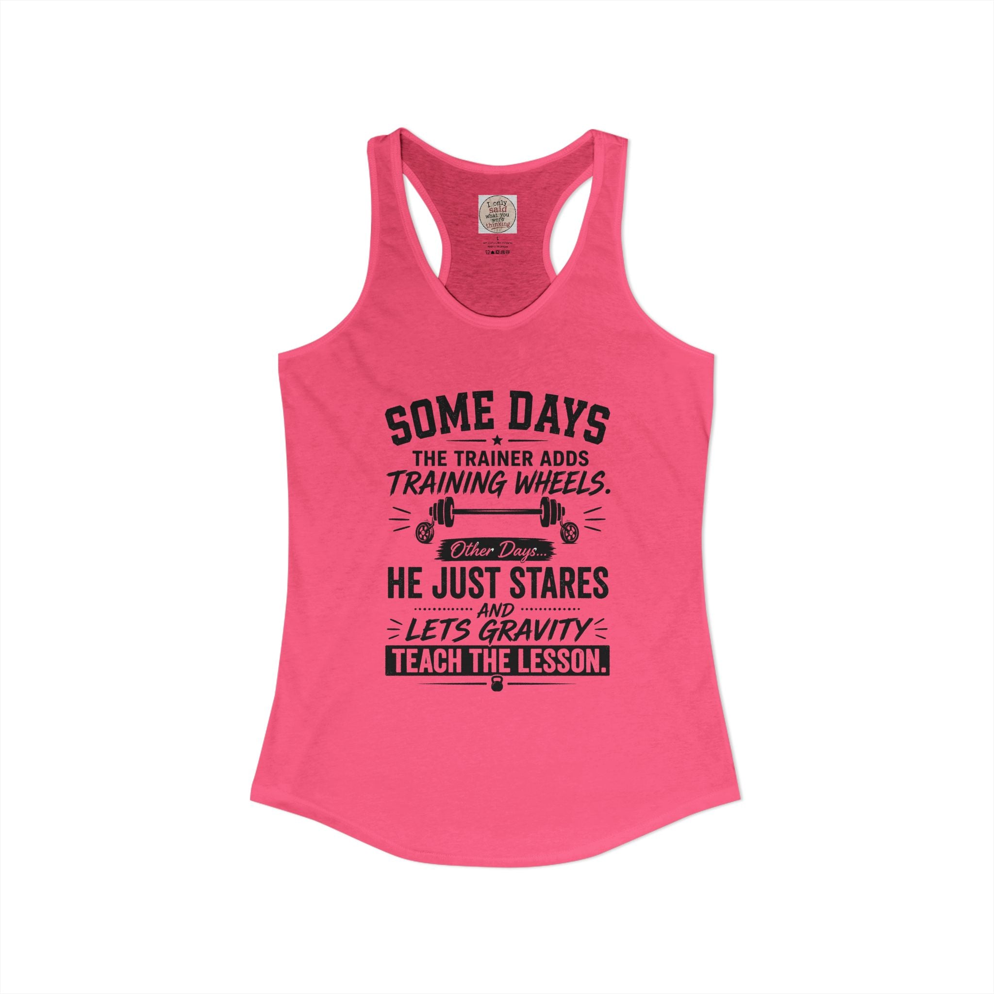 Training Wheels for Dummies Racerback Tank — Funny Gym Fitness Tank Top