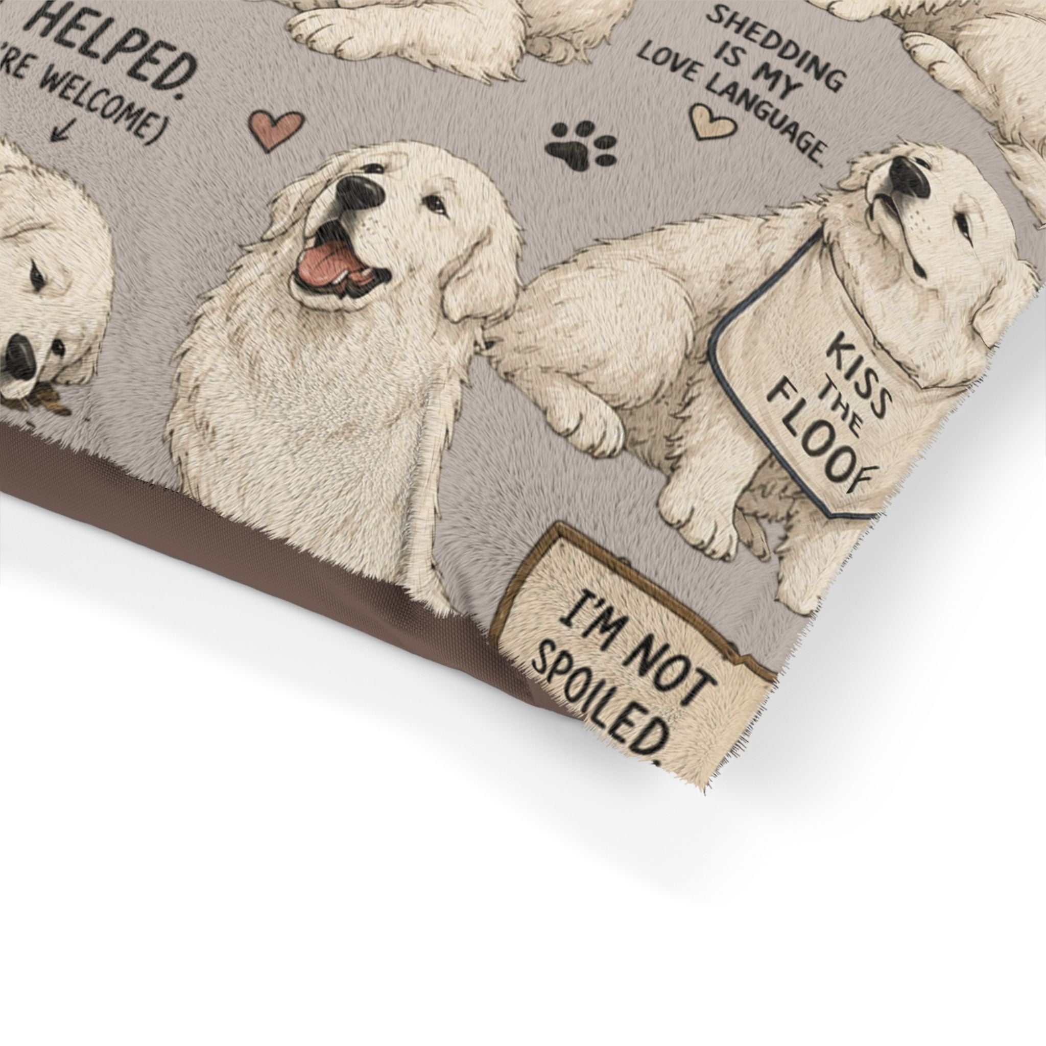 Great Pyrenees Dog Bed — Funny Quotes & Paw Print Plush Pet Bed