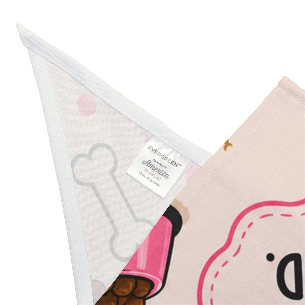I'm a Girl Dog to Dad Pet Bandana — Pink Cute Paw Print Dog Scarf for Dads, Father’s Day Gift