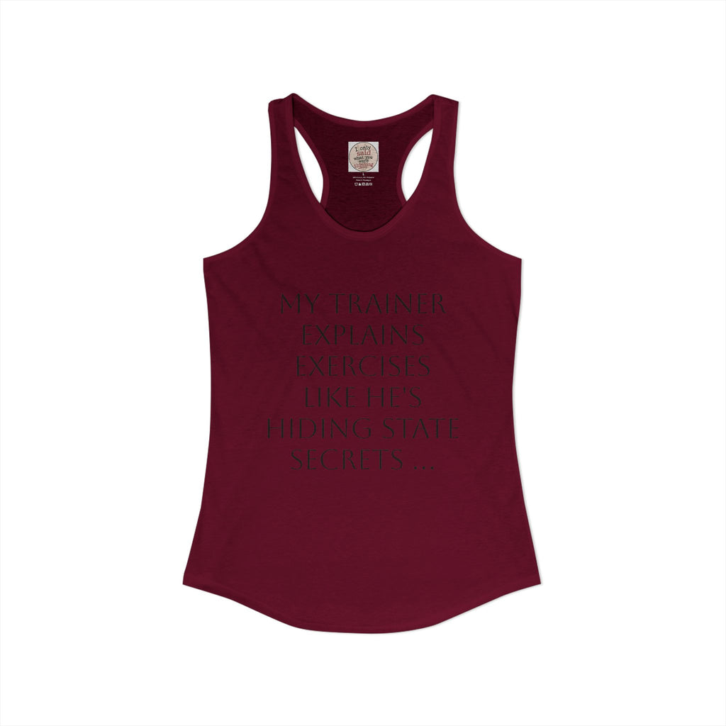 Women's quirky gym tank - male trainer
