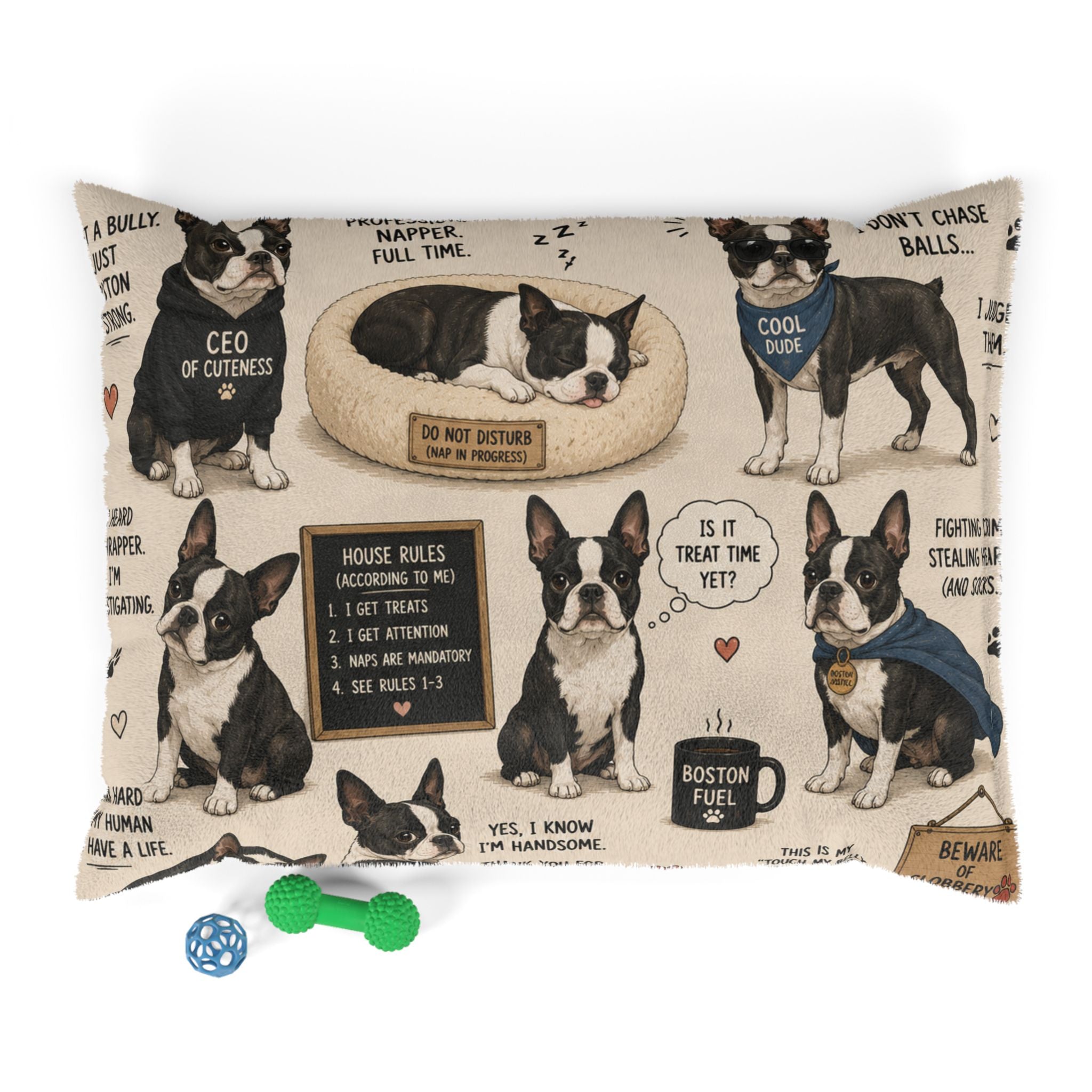 Boston Terrier Pattern Pet Bed — Funny Boston Fuel & Cute Dog Quotes