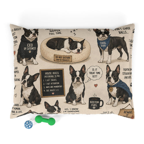 Boston Terrier Pattern Pet Bed — Funny Boston Fuel & Cute Dog Quotes