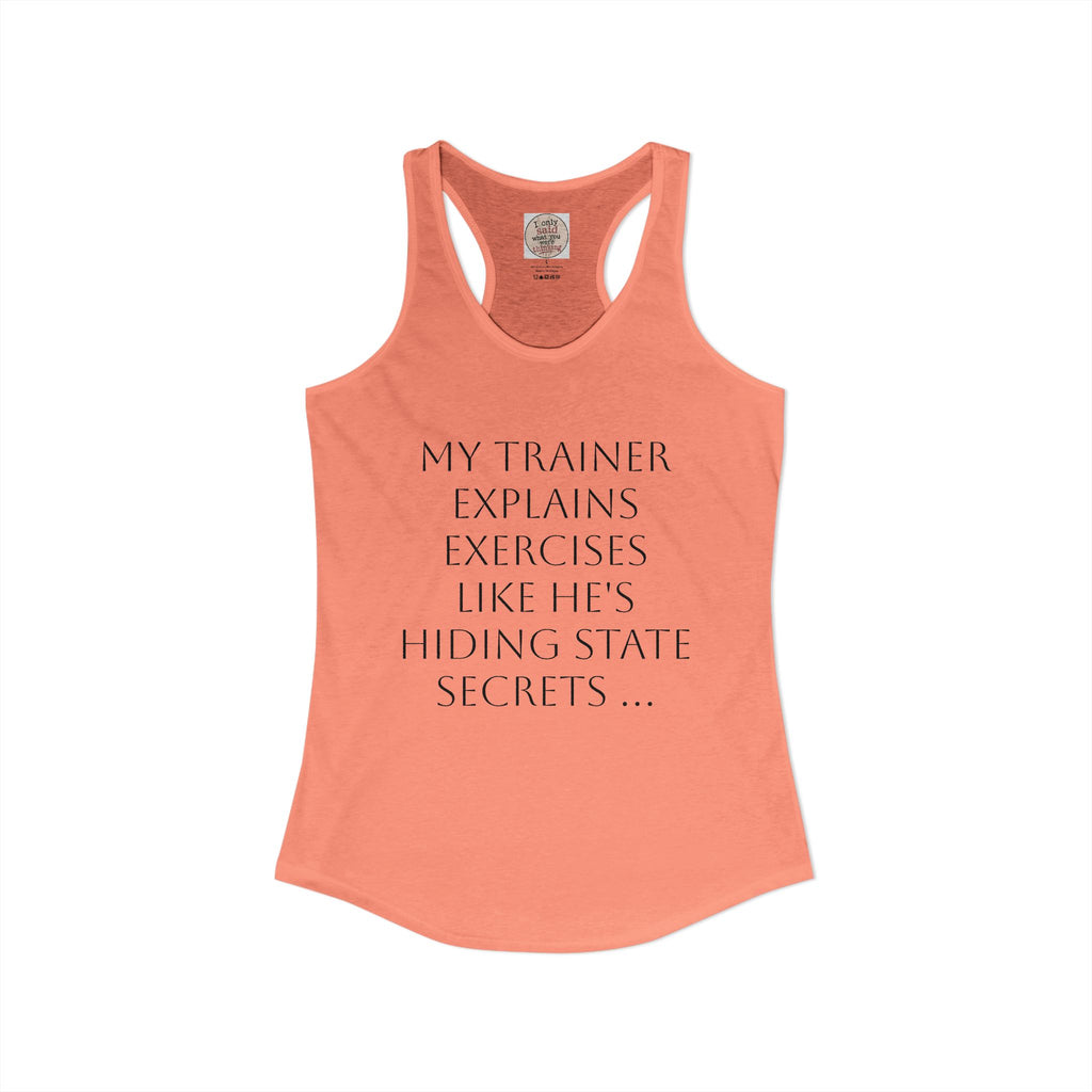 Women's quirky gym tank - male trainer