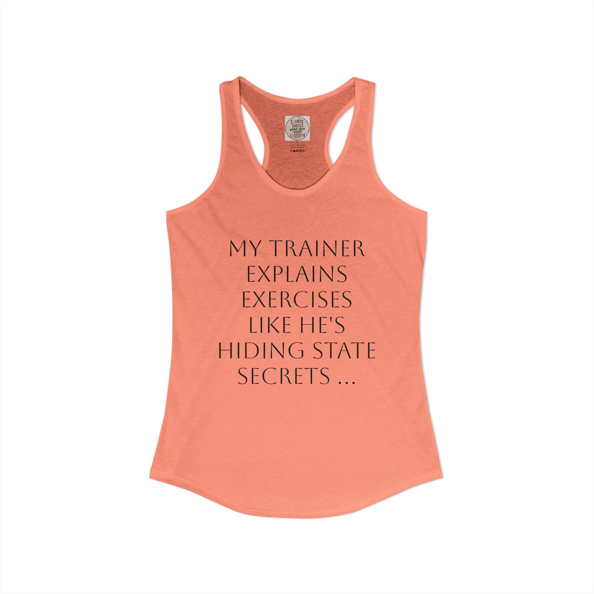 Women's quirky gym tank - male trainer