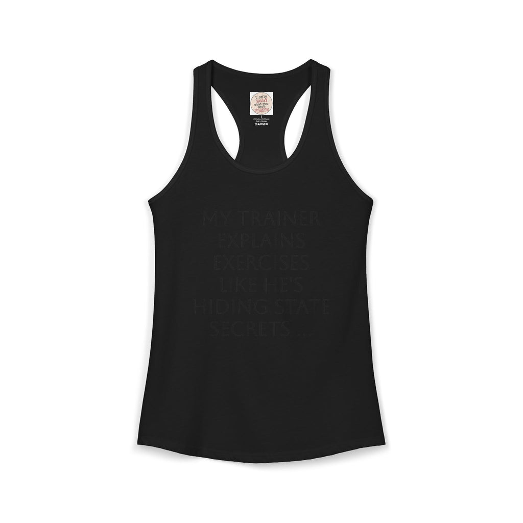 Women's quirky gym tank - male trainer