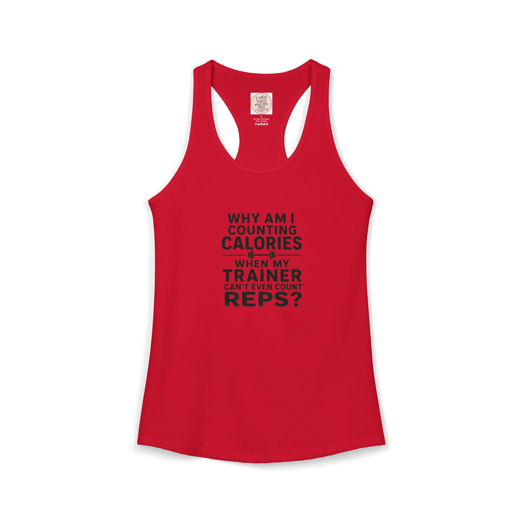 Women's Ideal Racerback Tank - "Why am I counting calories"