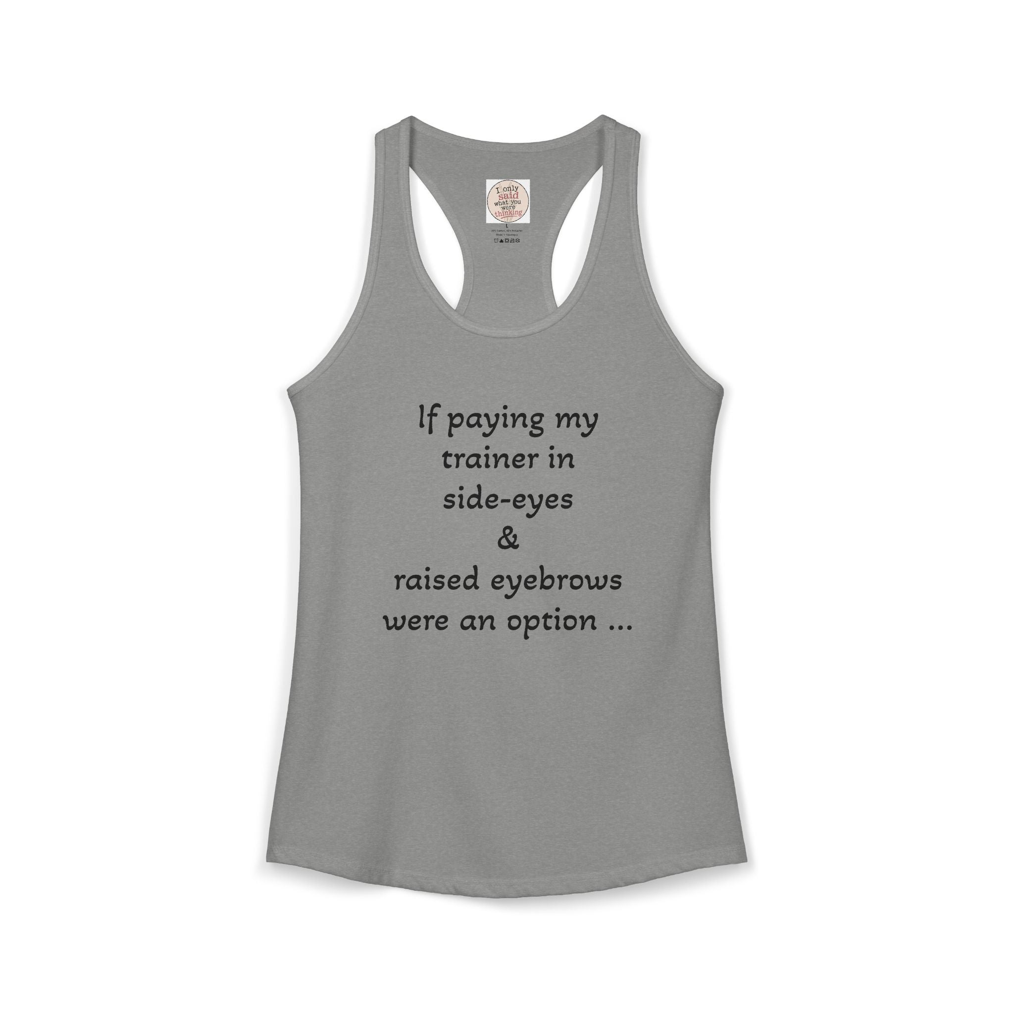 Funny Sarcastic Fitness Racerback Tank — HITT Gym Trainer Humor
