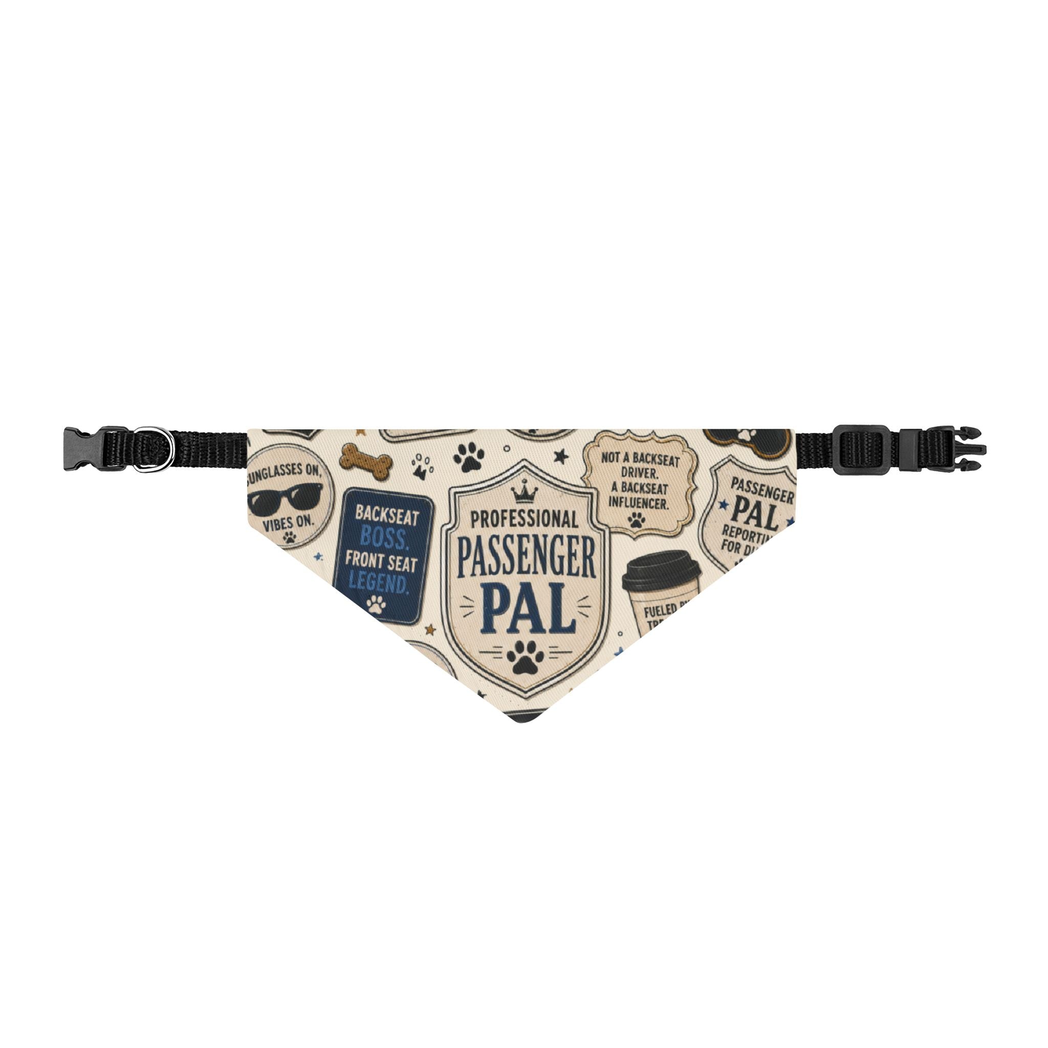 Clip-On Pet Bandana — "Professional Passenger Pal" Travel Dog Bandana