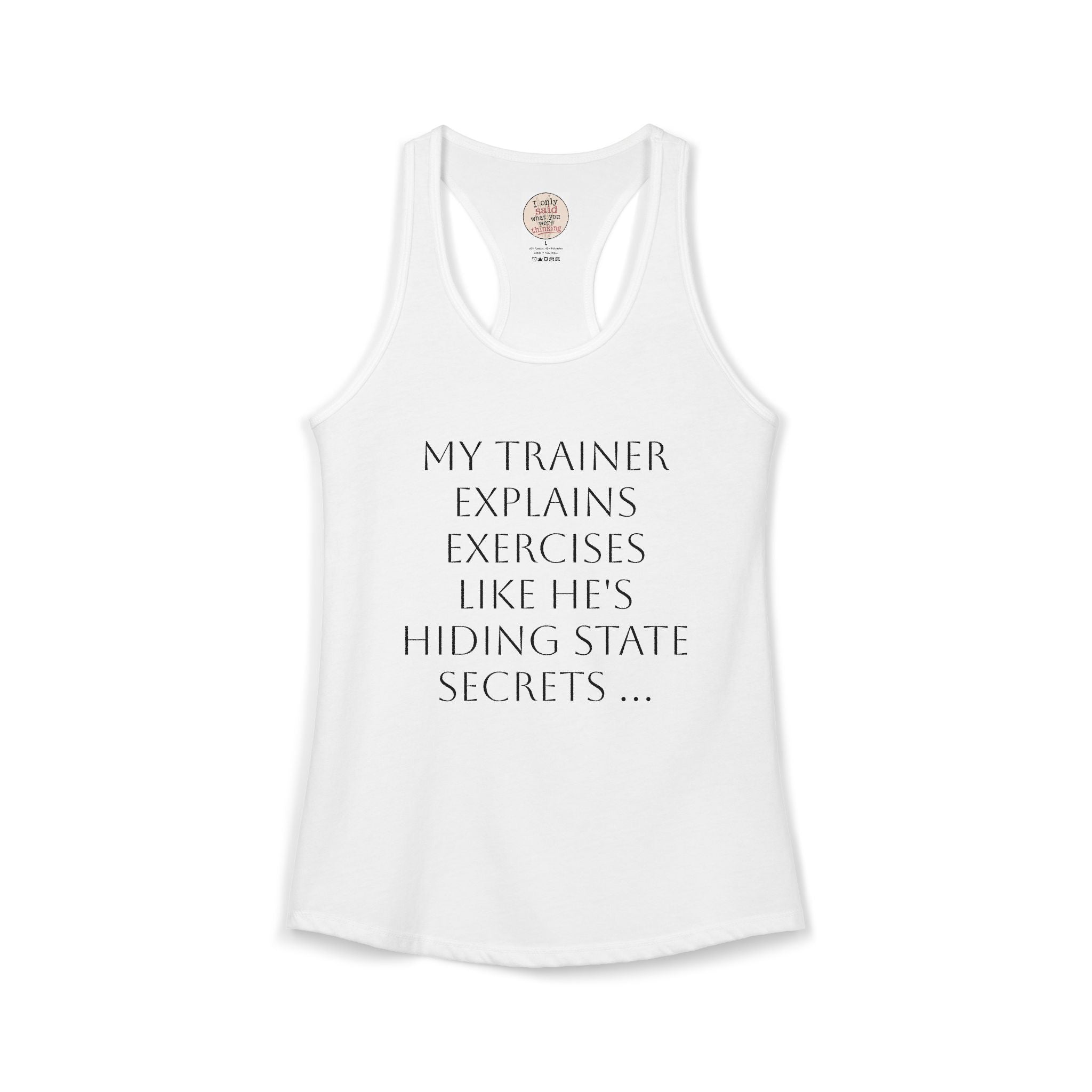 Women's quirky gym tank - male trainer