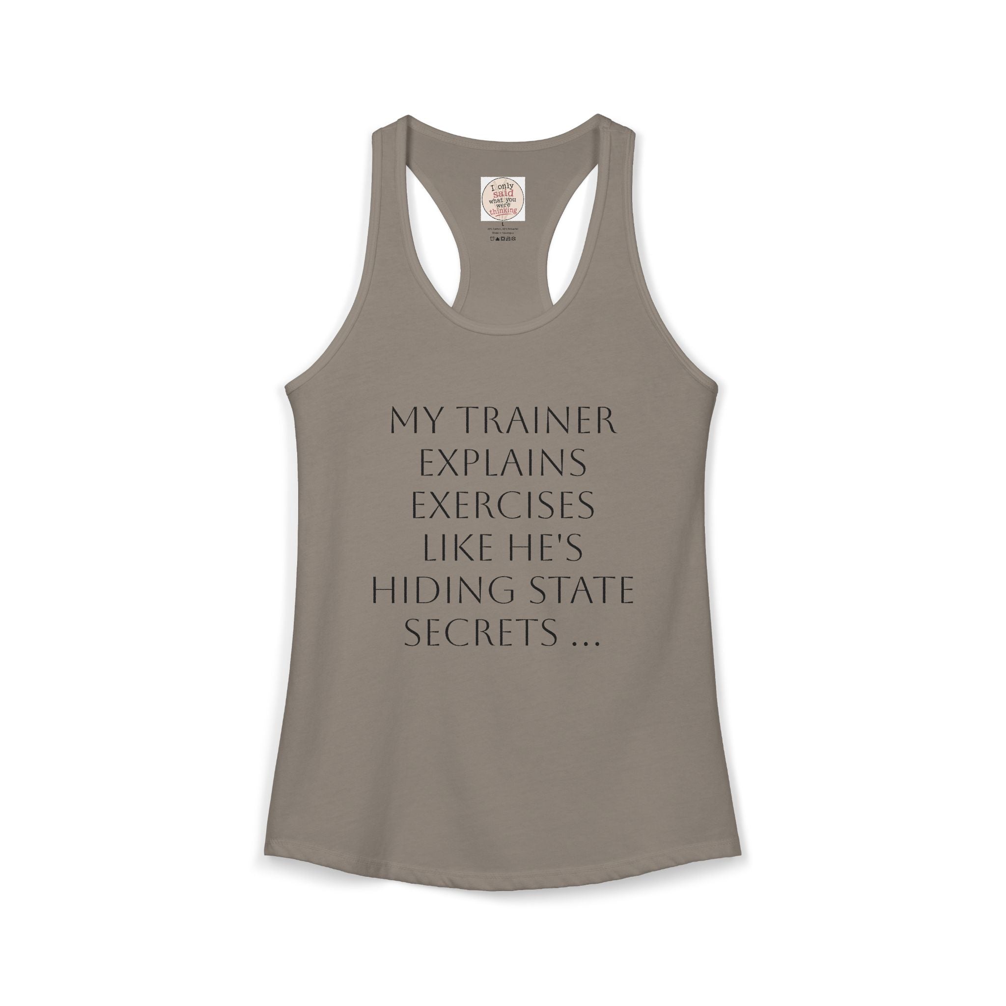Women's quirky gym tank - male trainer