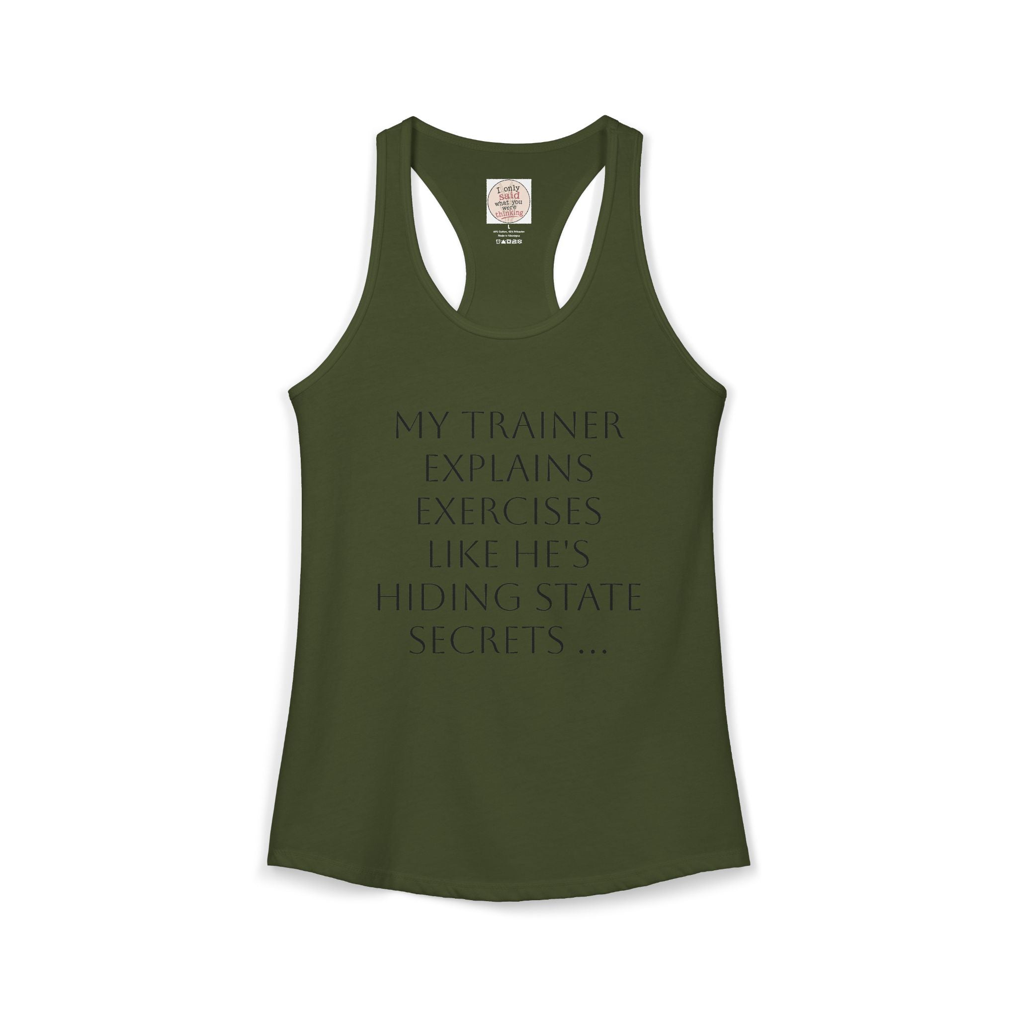 Women's quirky gym tank - male trainer