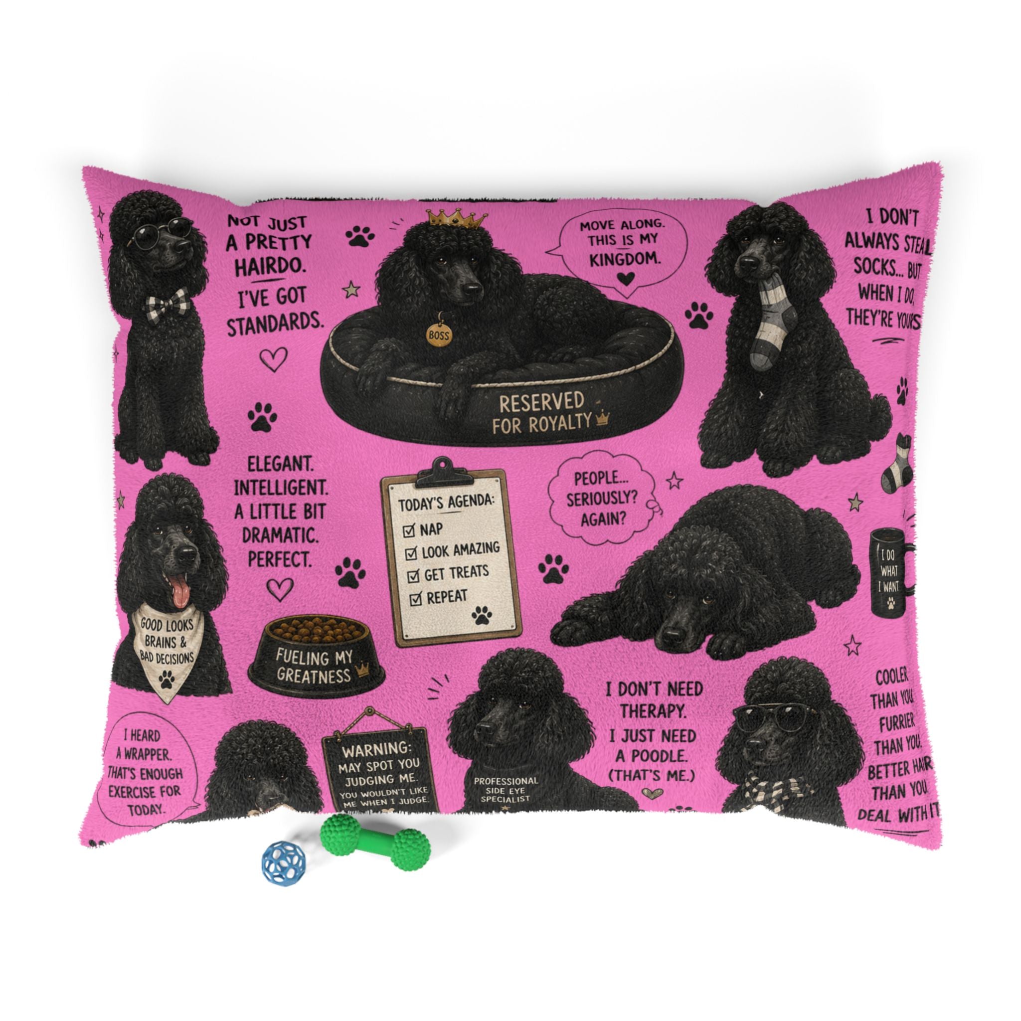 Pink Poodle Pet Bed — Funny Poodle Quotes Pattern