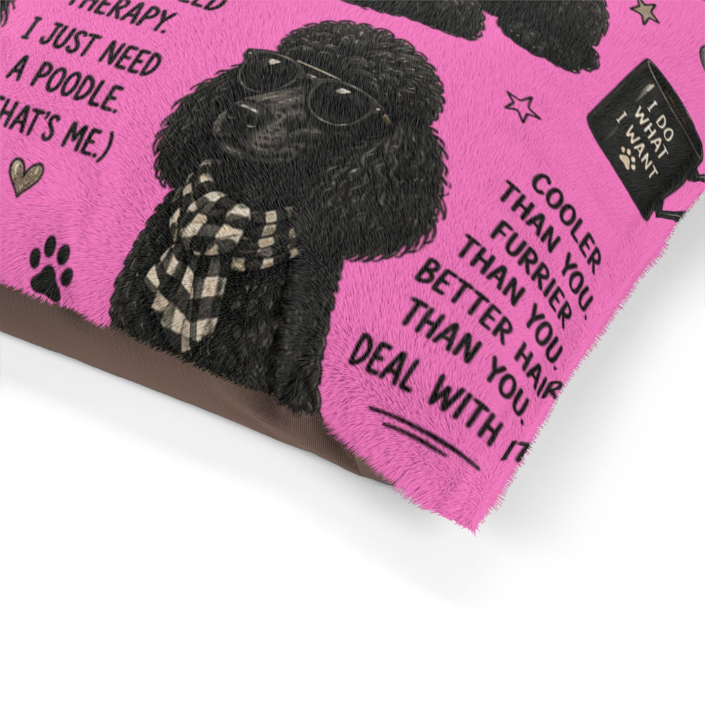 Pink Poodle Pet Bed — Funny Poodle Quotes Pattern
