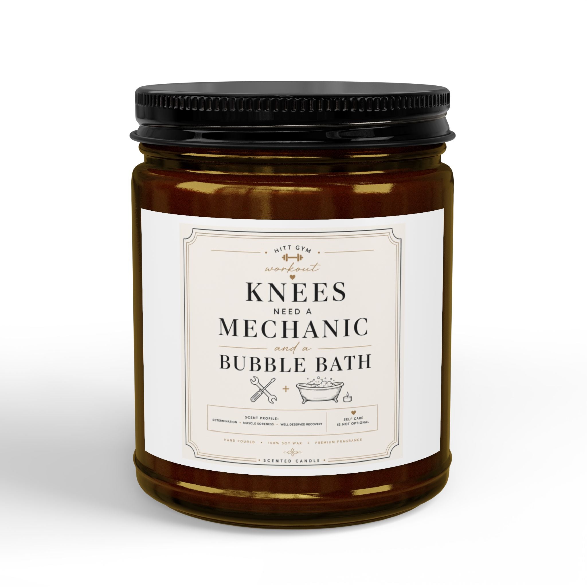 Scented Soy Candle - 'Knees Mechanic Bubble Bath' Amber Jar (4oz & 9oz)
