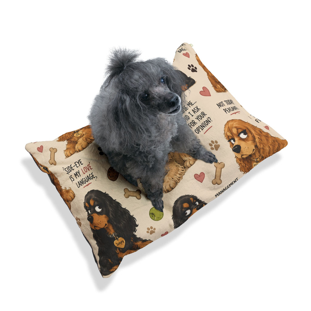 Cocker Spaniel Pattern Pet Bed – Cute Dog Illustrations & Sayings