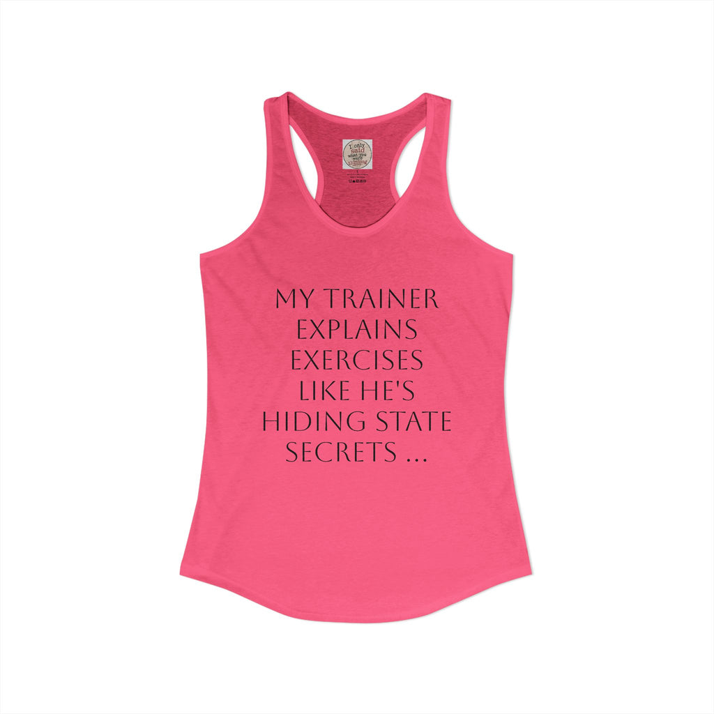 Women's quirky gym tank - male trainer