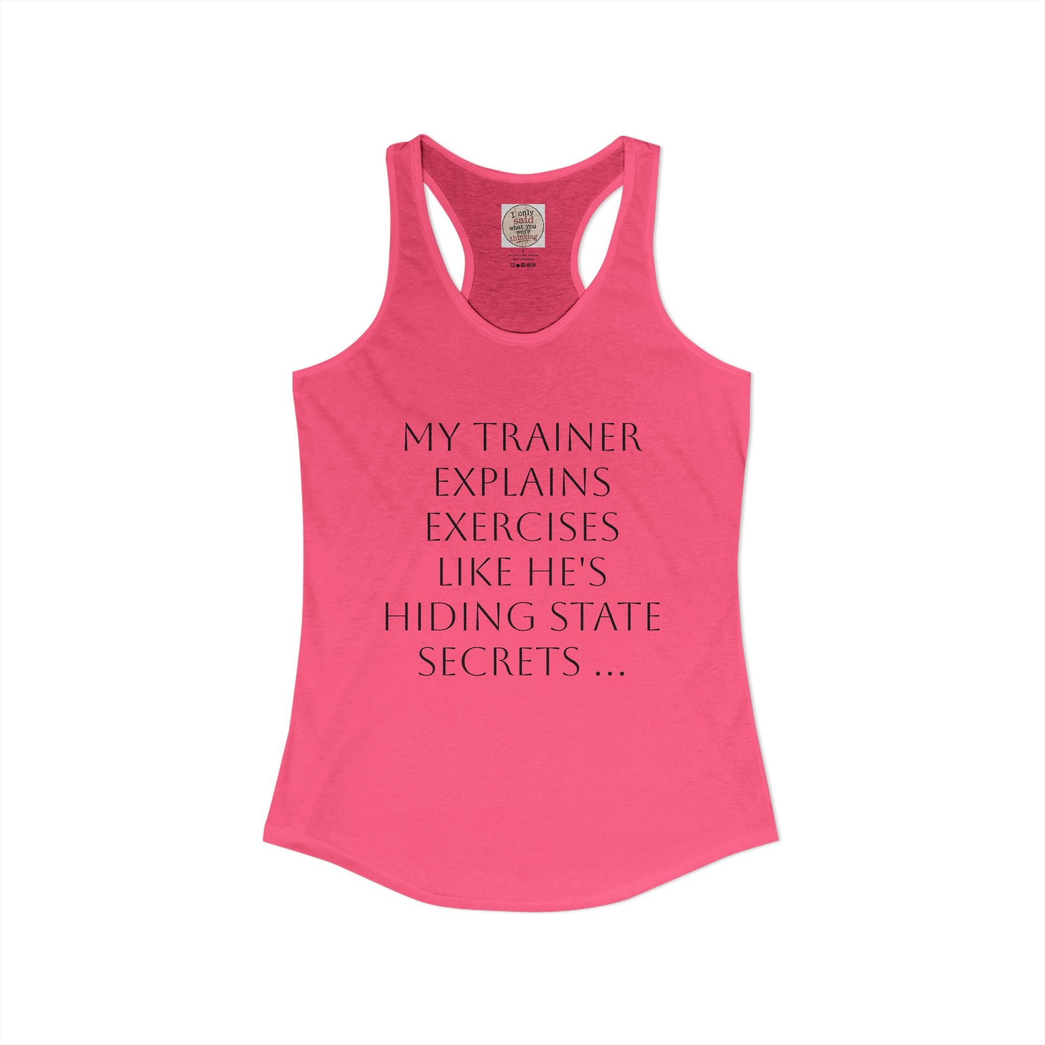 Women's quirky gym tank - male trainer