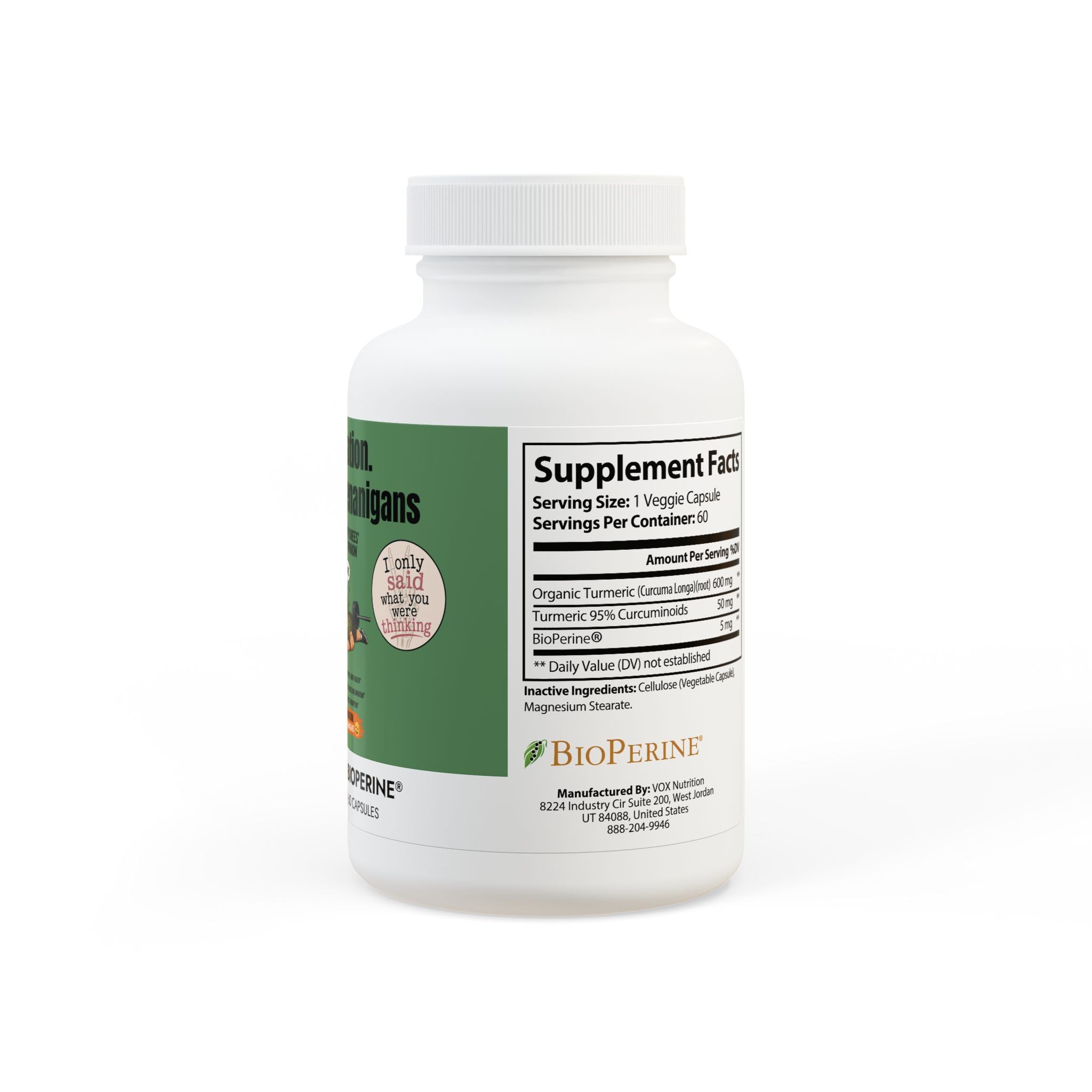 Turmeric with BioPerine® (Black Pepper Fruit Extract) Supplement (60 Capsules)
