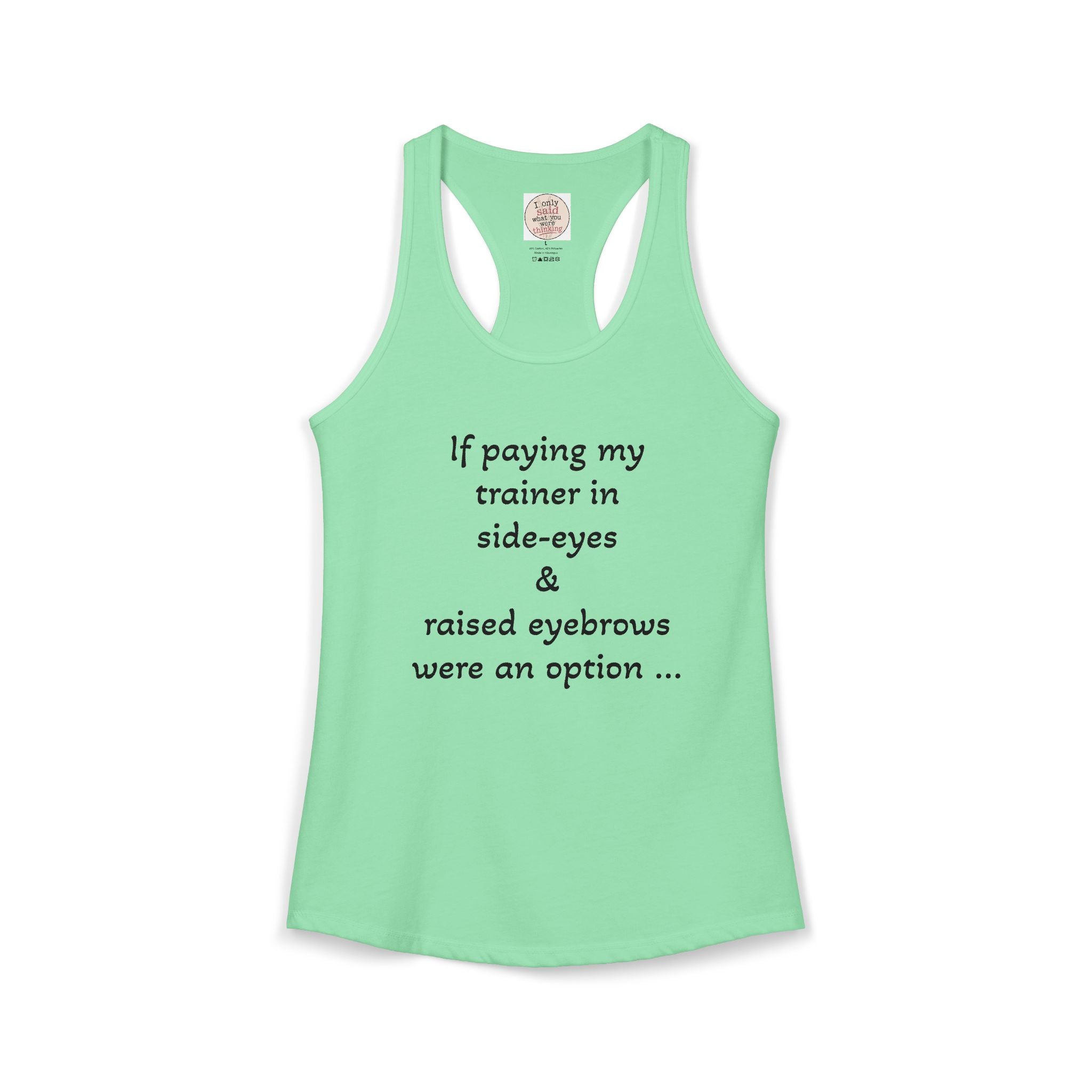 Funny Sarcastic Fitness Racerback Tank — HITT Gym Trainer Humor