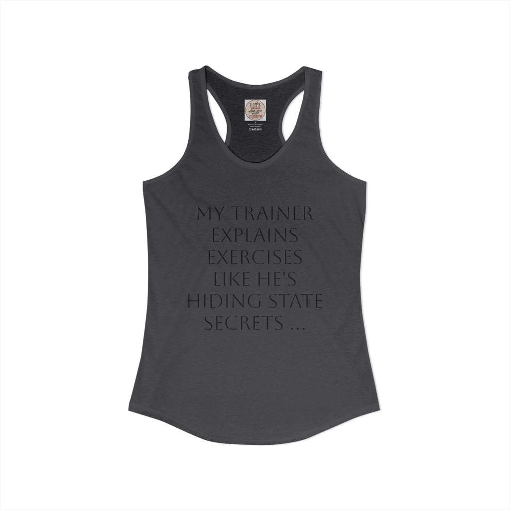 Women's quirky gym tank - male trainer