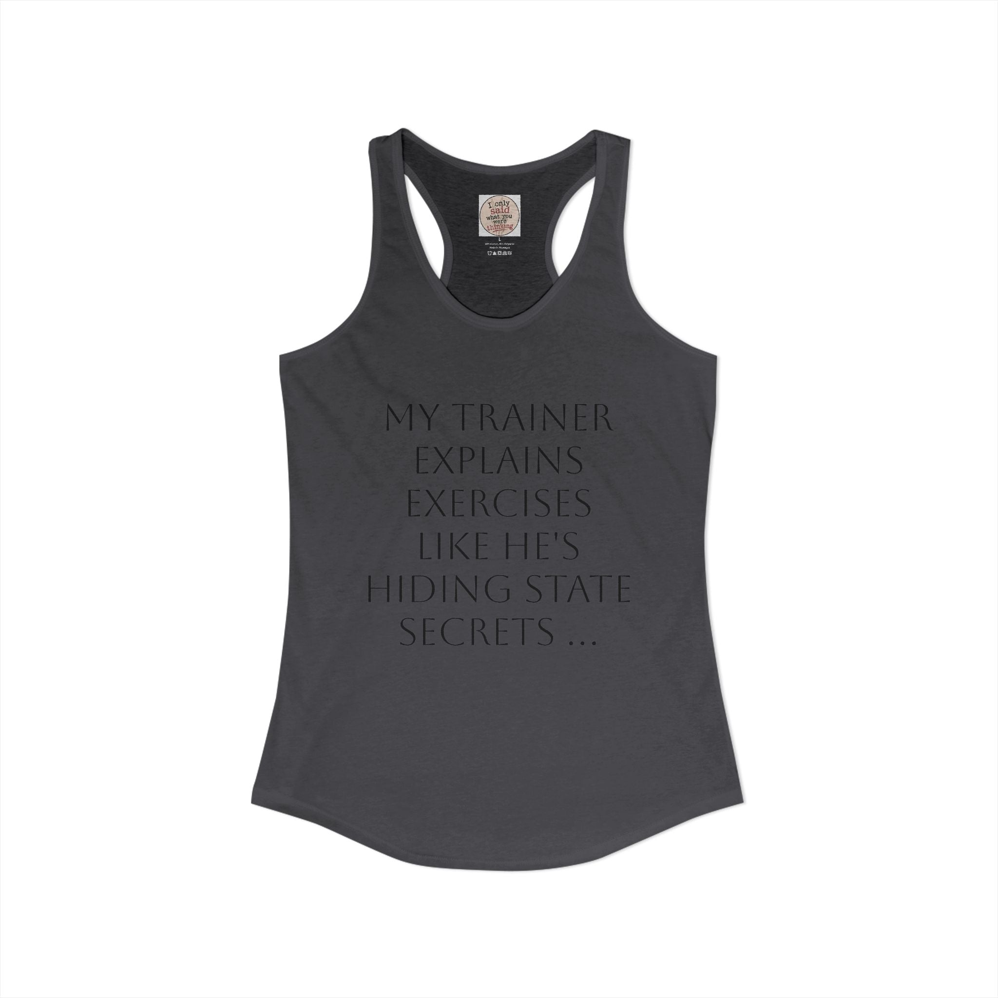 Women's quirky gym tank - male trainer
