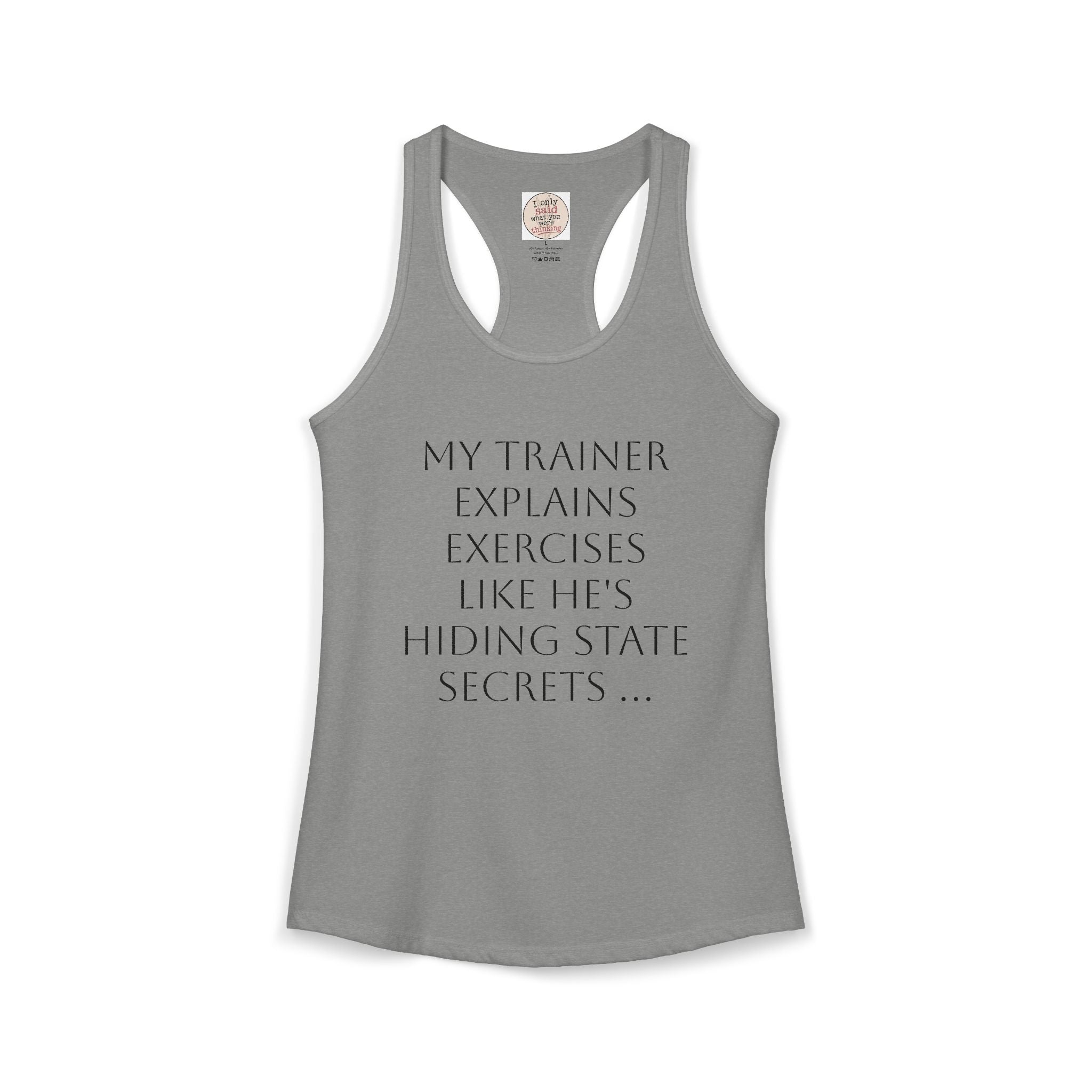 Women's quirky gym tank - male trainer