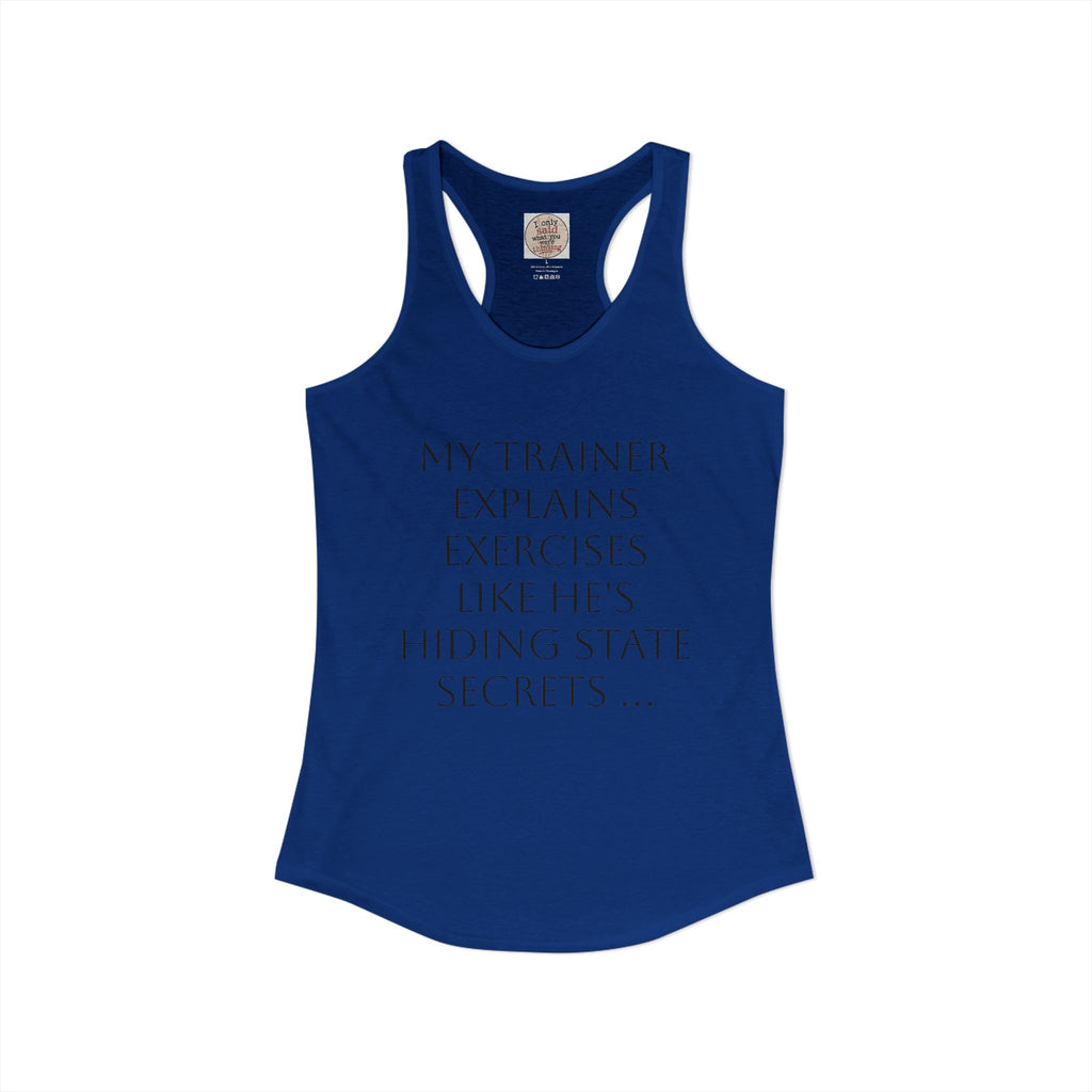 Women's quirky gym tank - male trainer