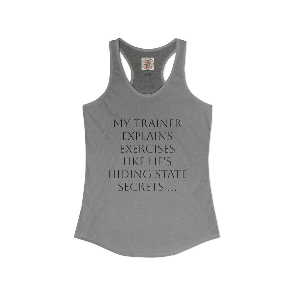 Women's quirky gym tank - male trainer