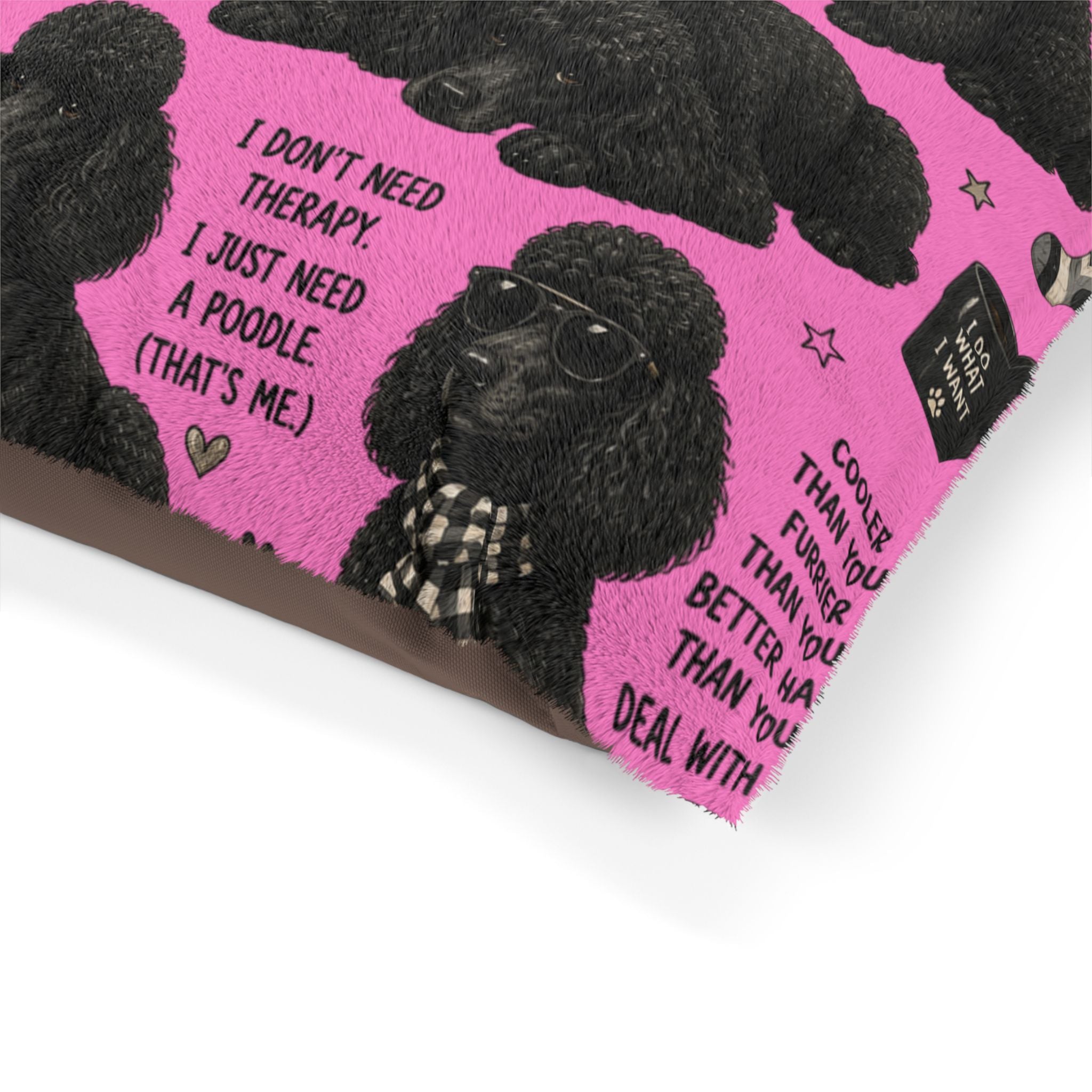 Pink Poodle Pet Bed — Funny Poodle Quotes Pattern