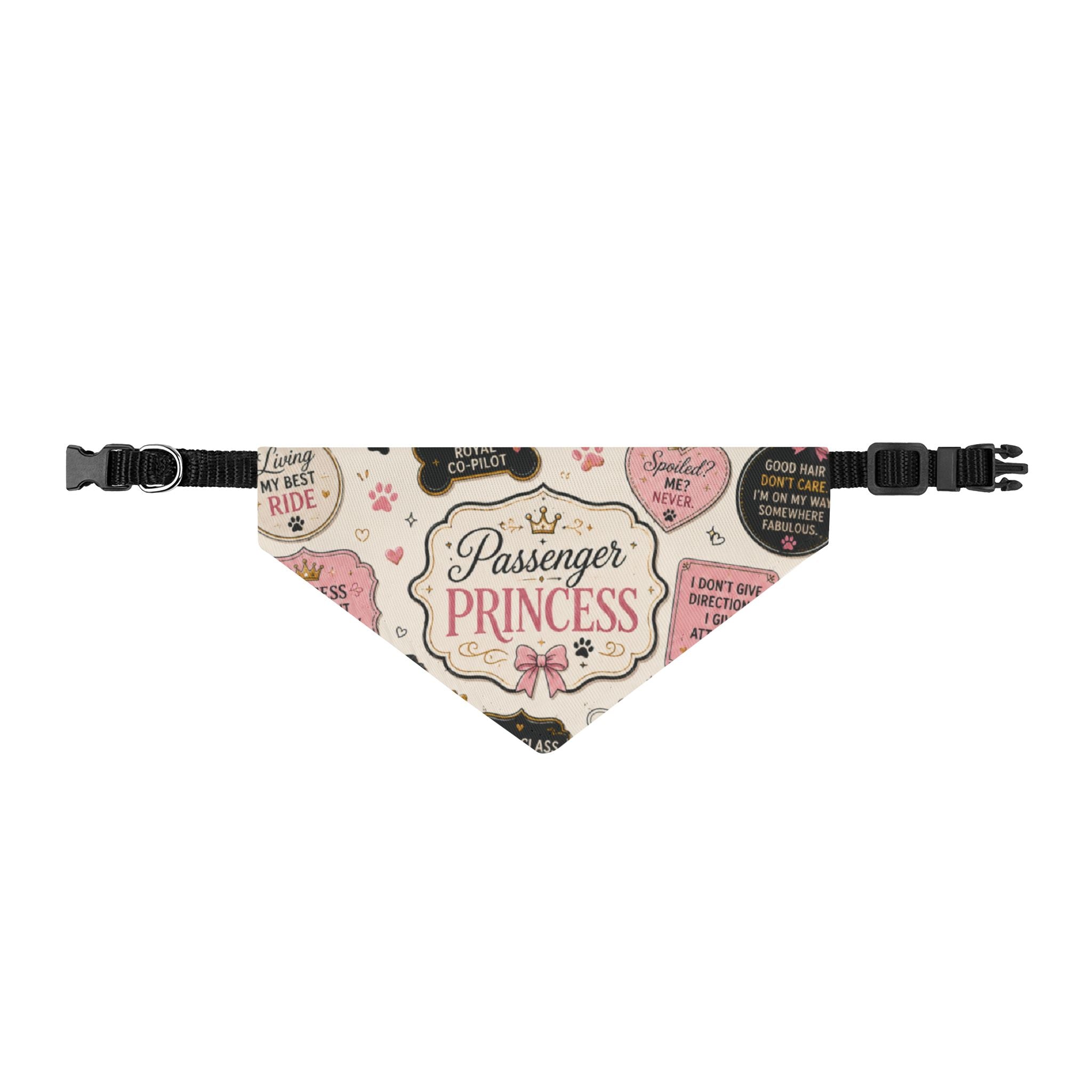 Clip-on Pet Bandana — "Passenger Princess" Travel Dog Bandana