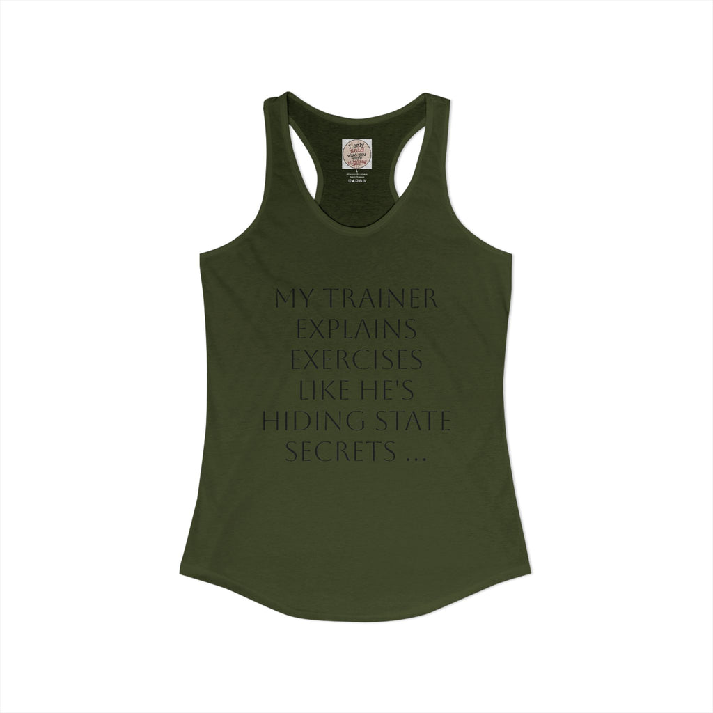 Women's quirky gym tank - male trainer