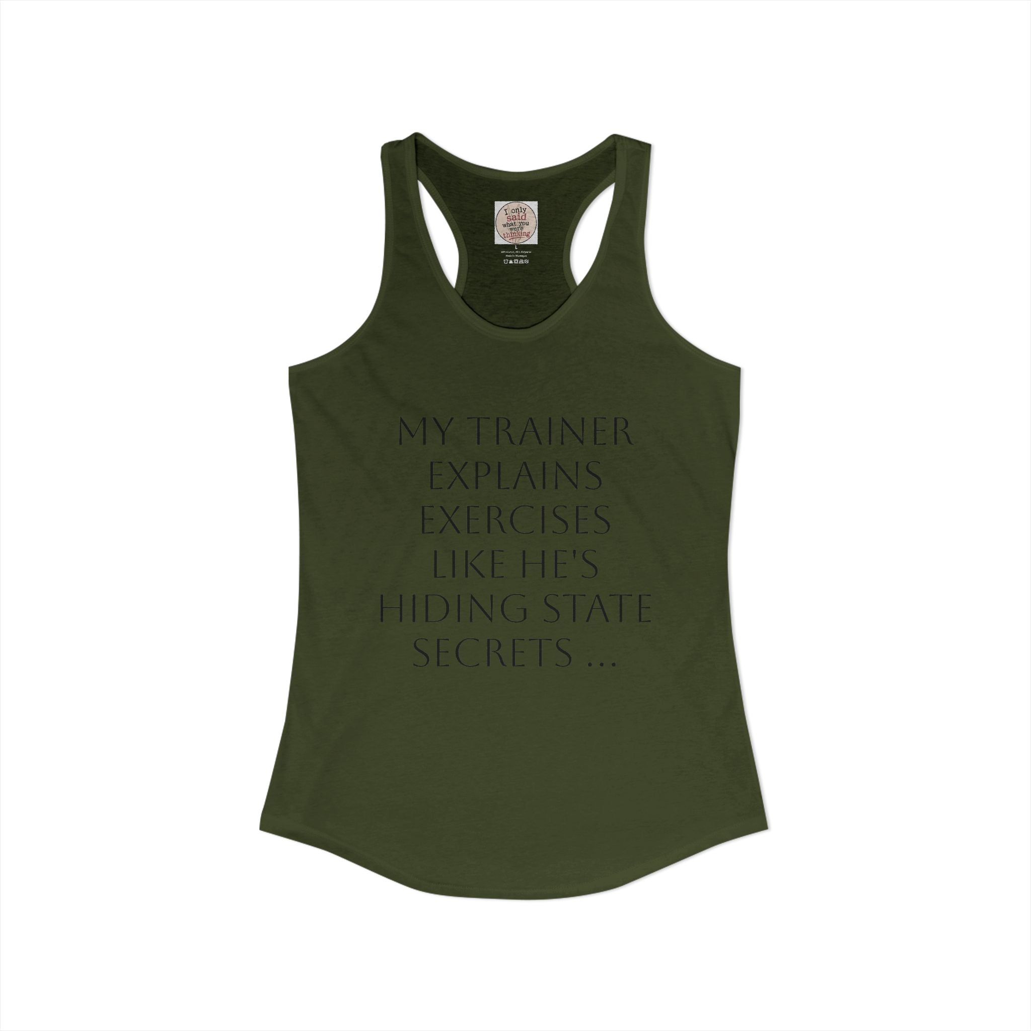 Women's quirky gym tank - male trainer