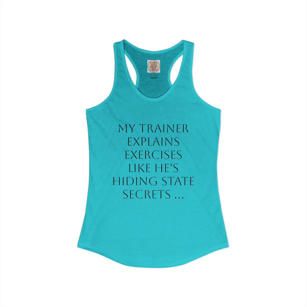 Women's quirky gym tank - male trainer