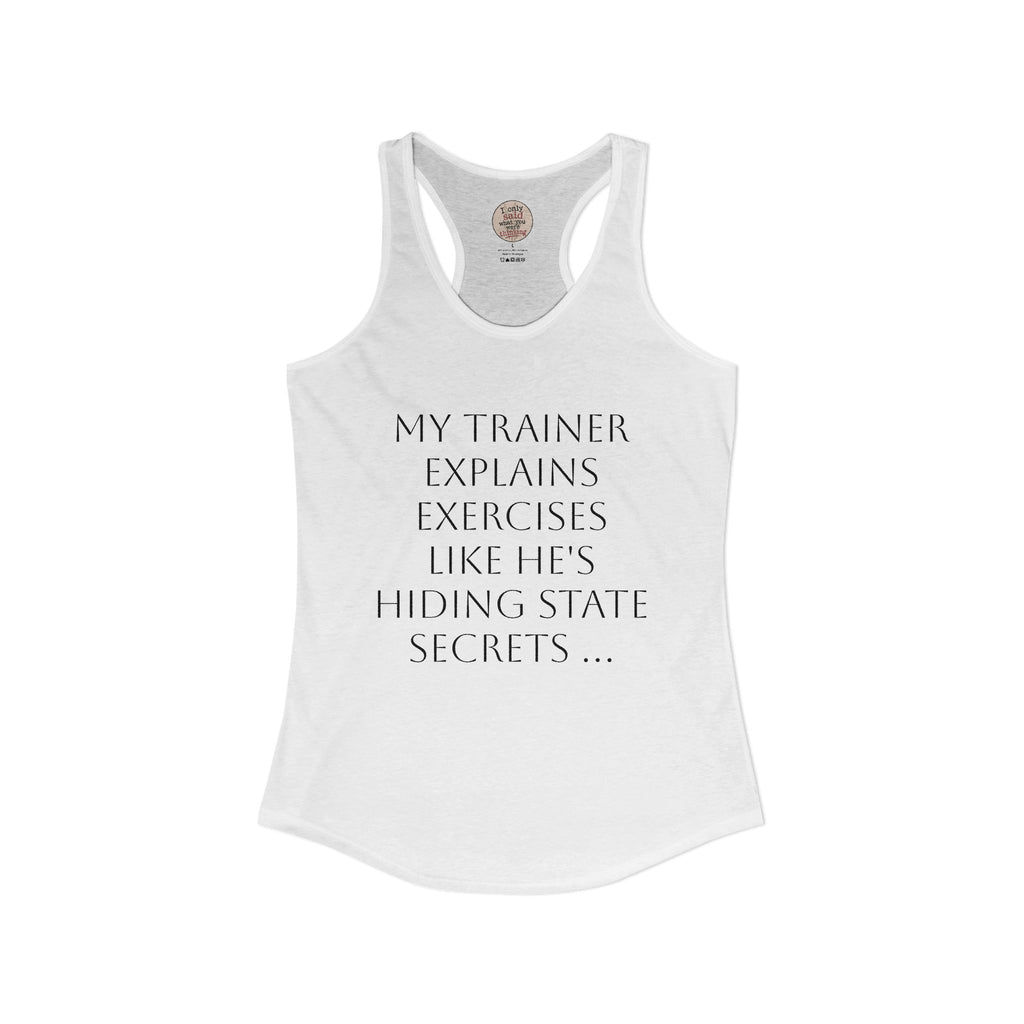Women's quirky gym tank - male trainer