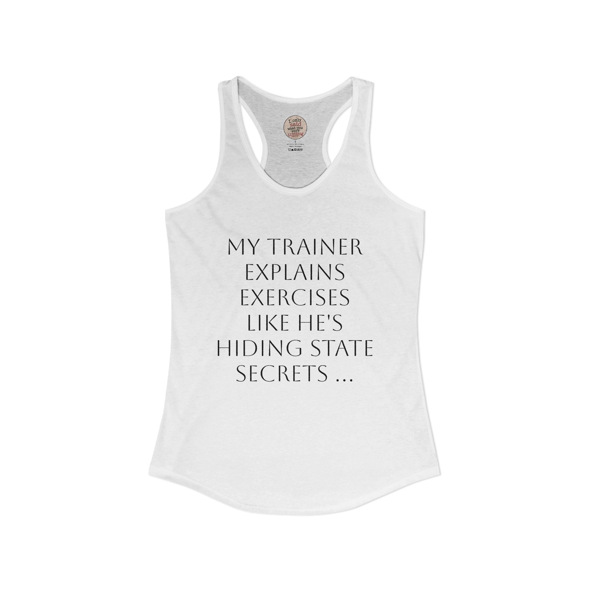Women's quirky gym tank - male trainer