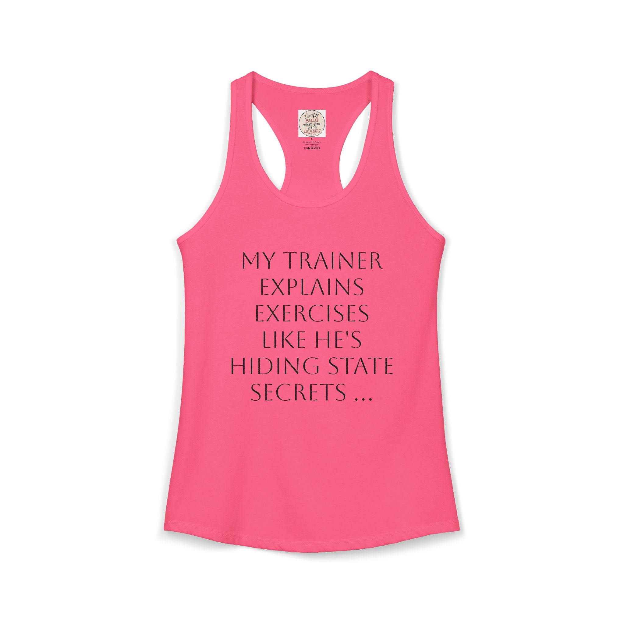 Women's quirky gym tank - male trainer