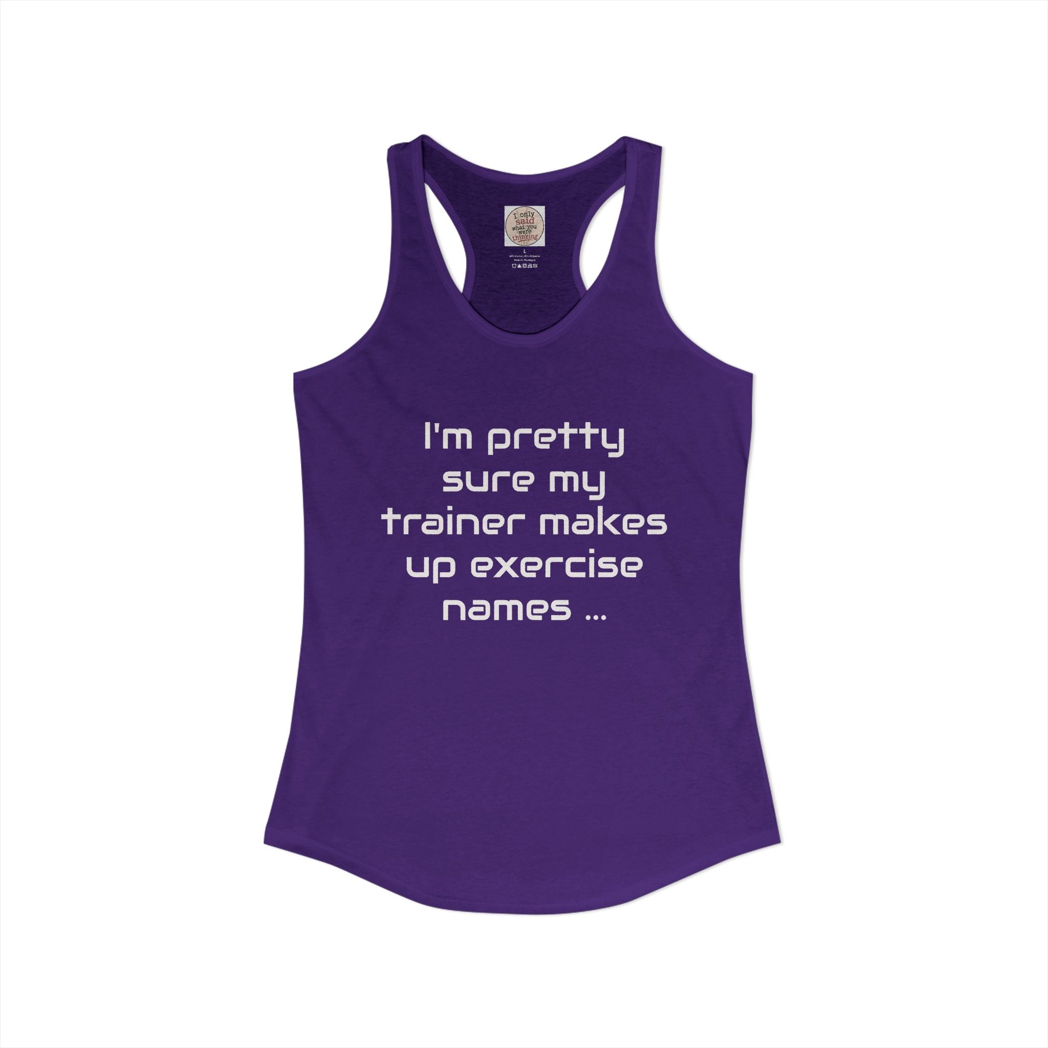 Funny Gym Trainer Racerback Tank — Sarcastic Fitness Quote