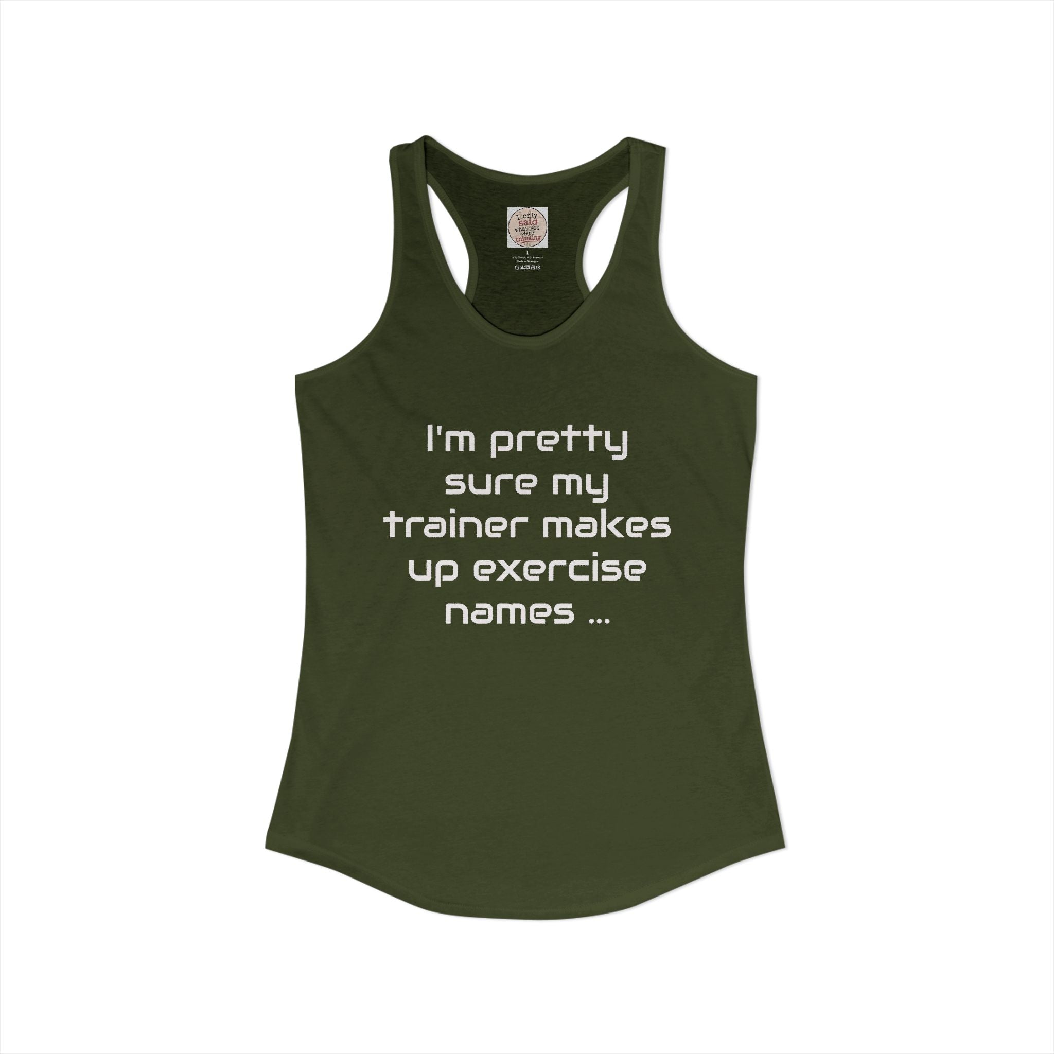 Funny Gym Trainer Racerback Tank — Sarcastic Fitness Quote