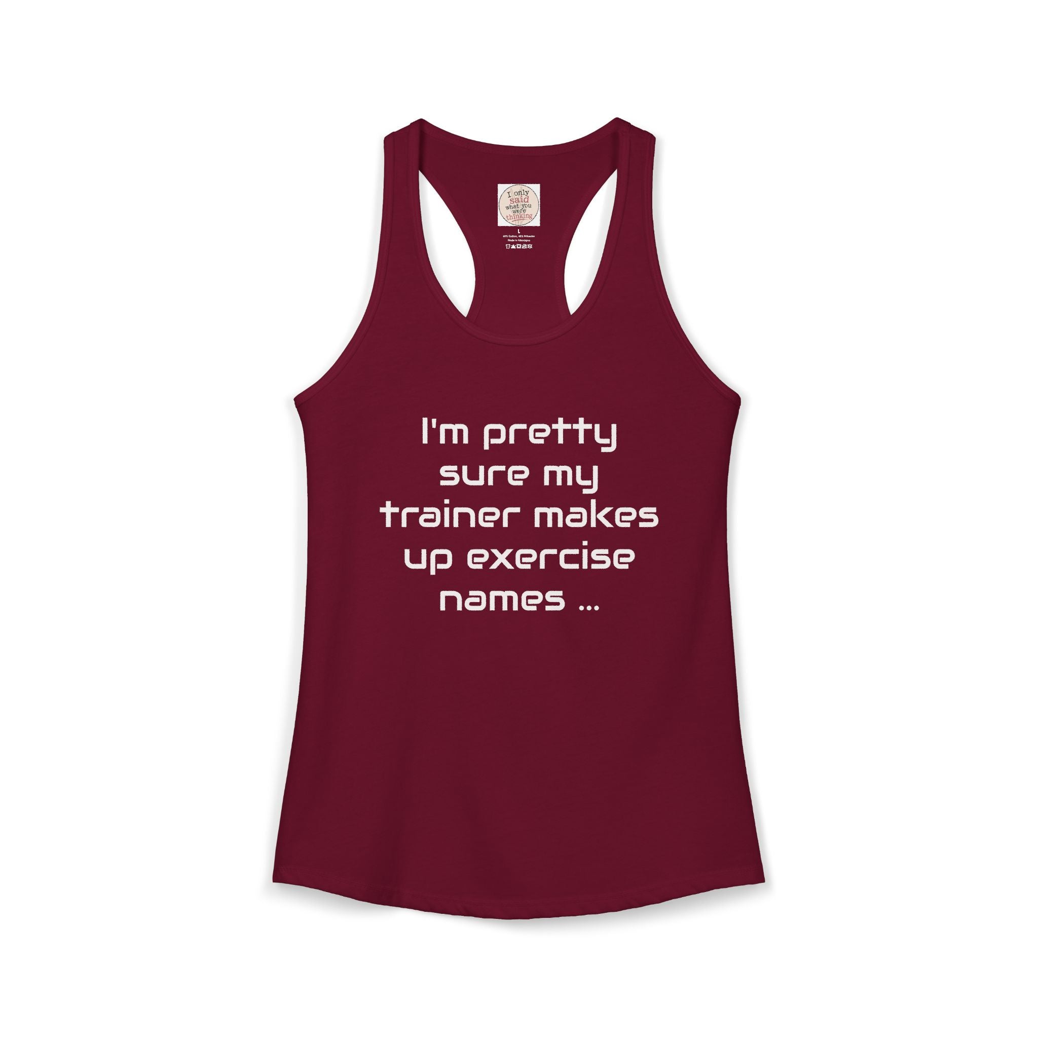 Funny Gym Trainer Racerback Tank — Sarcastic Fitness Quote