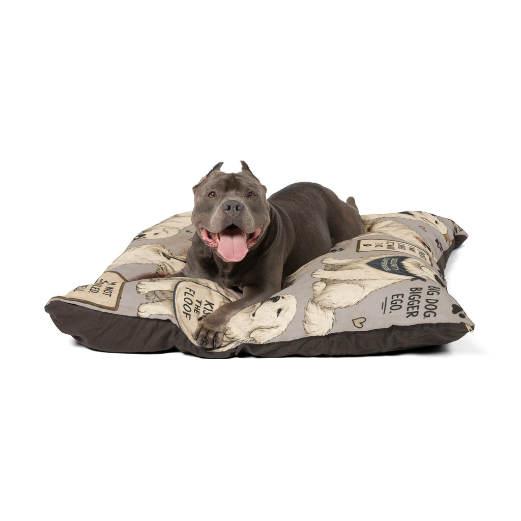 Great Pyrenees Dog Bed — Funny Quotes & Paw Print Plush Pet Bed