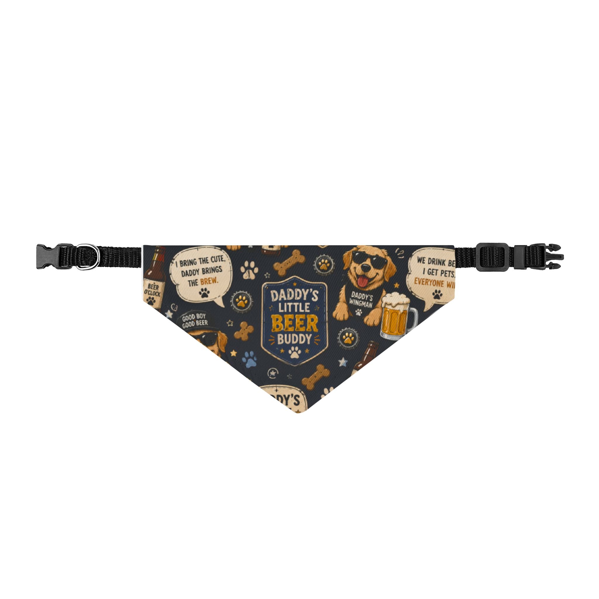 Clip-On Pet Bandana — "Daddy's Little Beer Buddy" Dog Bandana Collar Accessory
