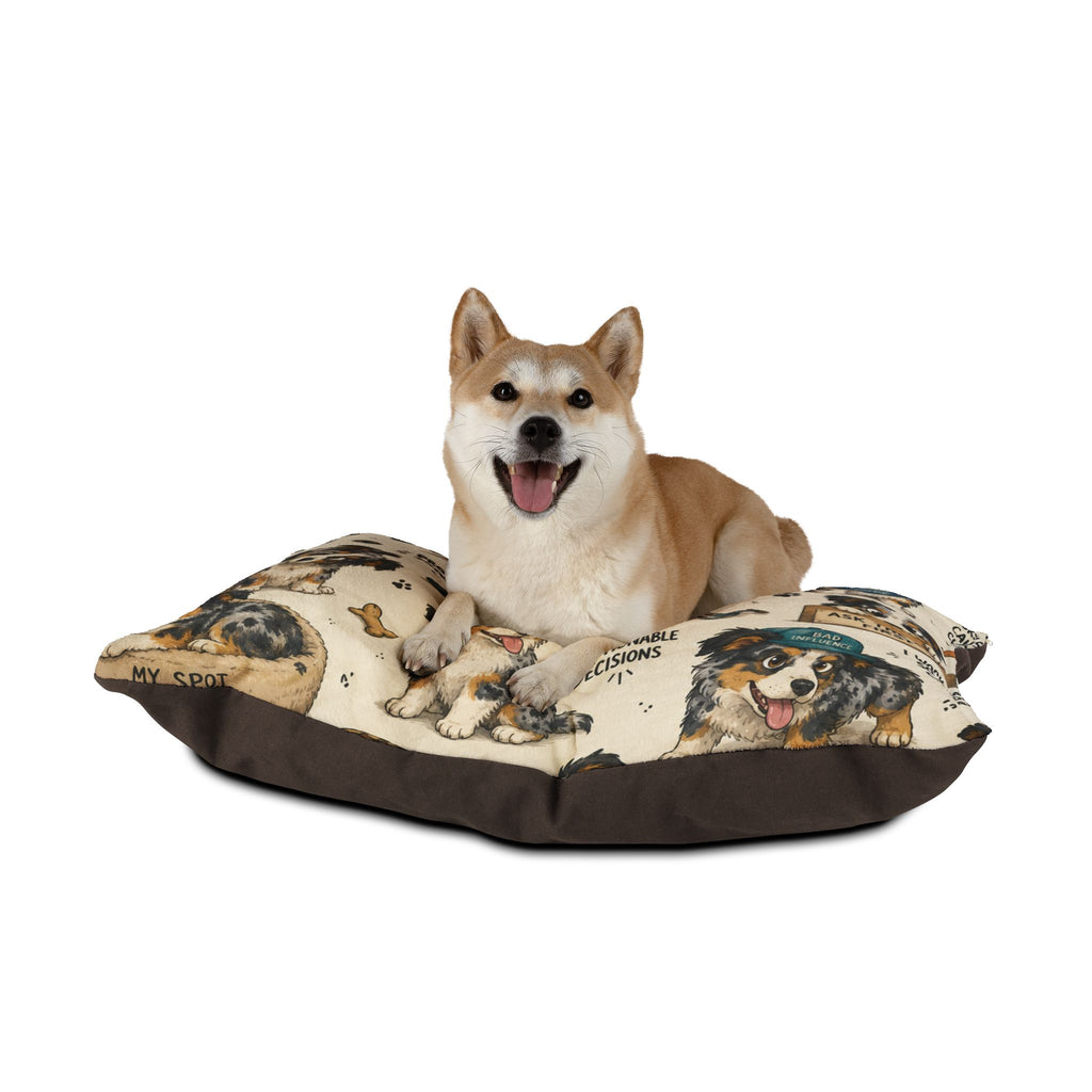 Australian Shepherd Pet Bed — Cute Cartoon Dogs with Sayings