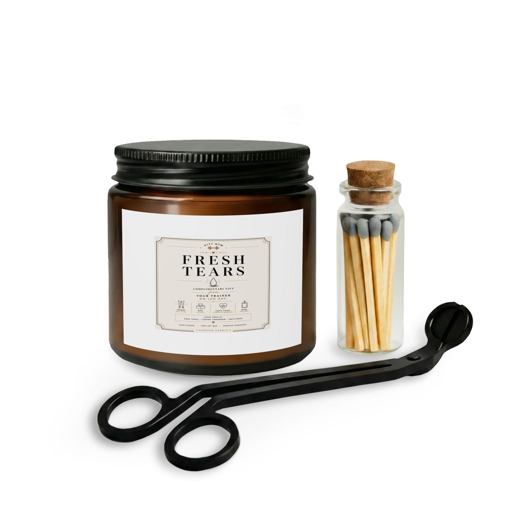 Scented Candle Gift Set — “Fresh Tears” Jar with Matches & Wick Trimmer