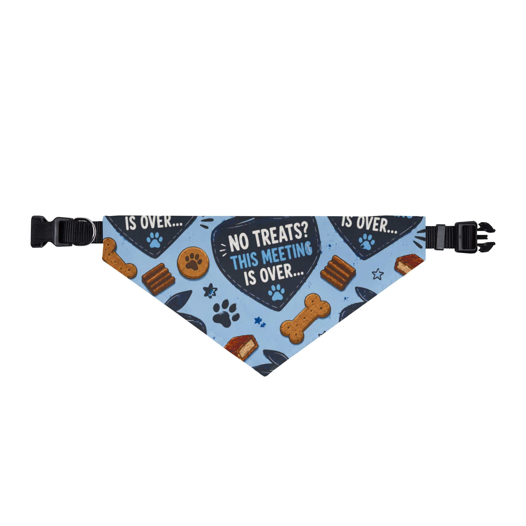 Clip-on Pet Bandana — "No Treats? This Meeting Is Over" Funny Dog Bandana