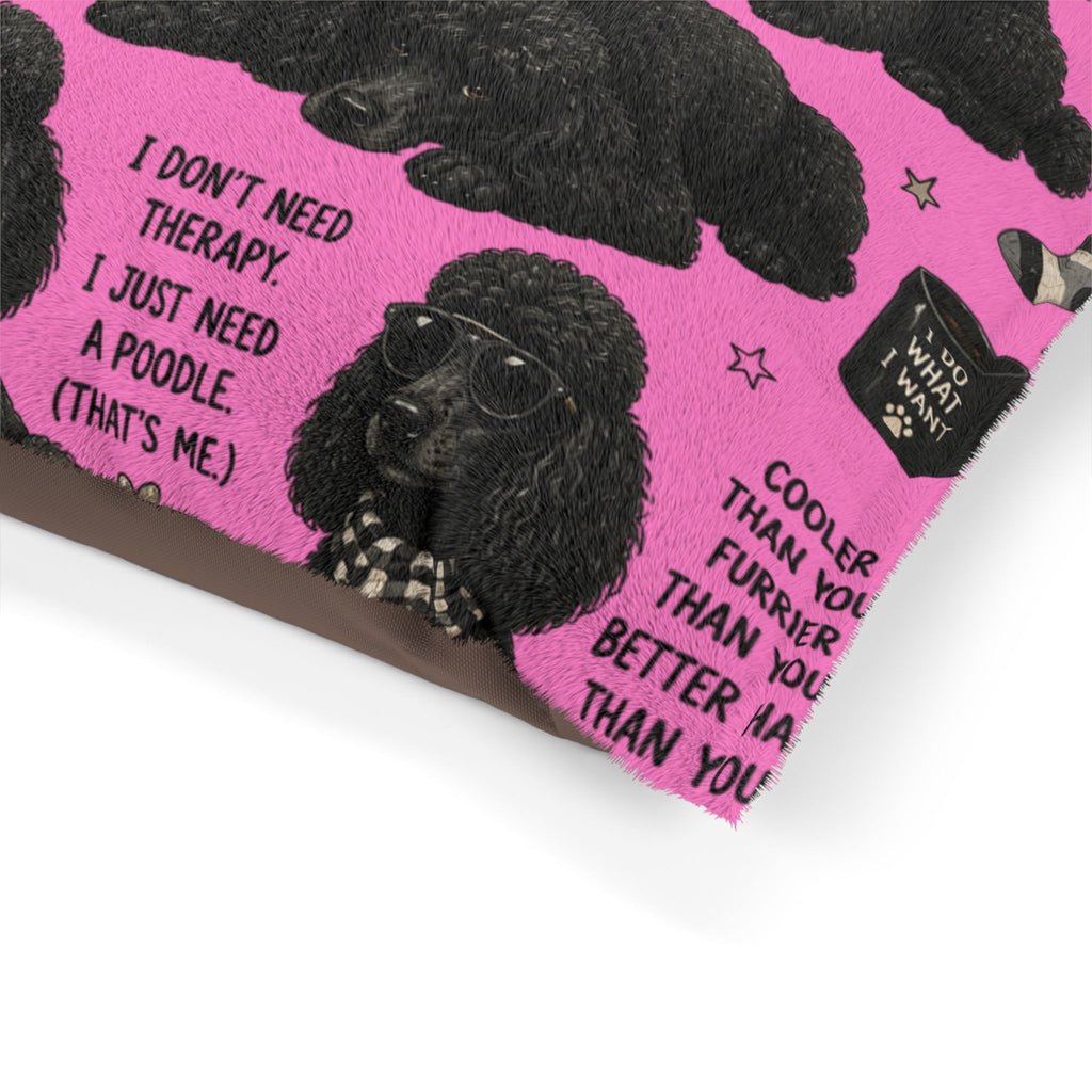 Pink Poodle Pet Bed — Funny Poodle Quotes Pattern