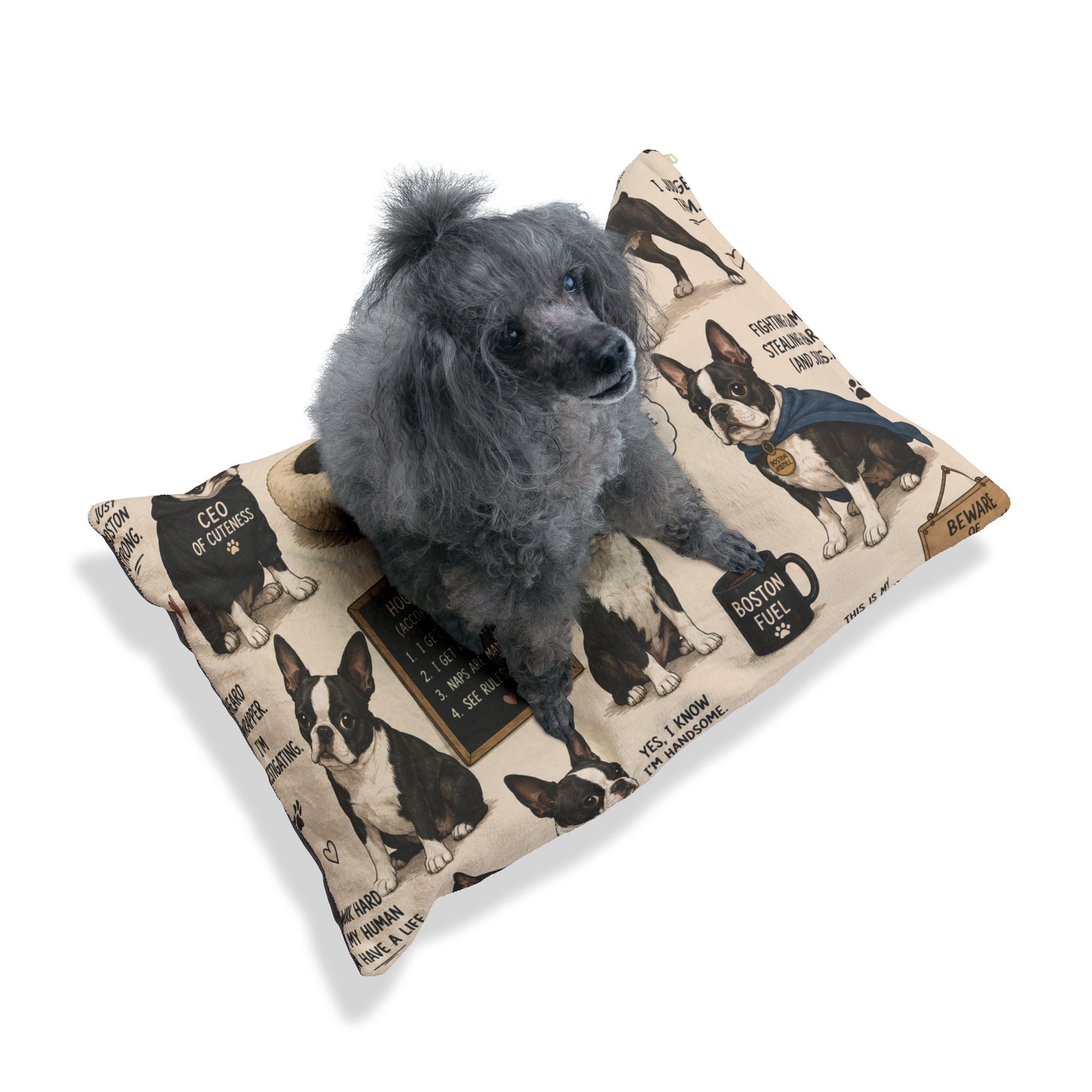 Boston Terrier Pattern Pet Bed — Funny Boston Fuel & Cute Dog Quotes