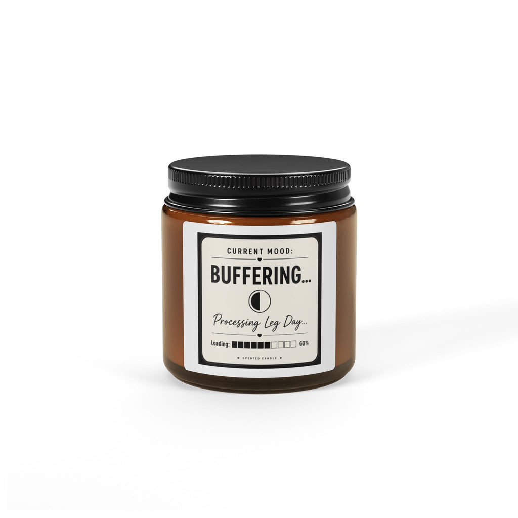 Buffering... Soy Candle — Amber Jar Aromatherapy Candle (Stress Relief, 'Processing Lag Day' Label)